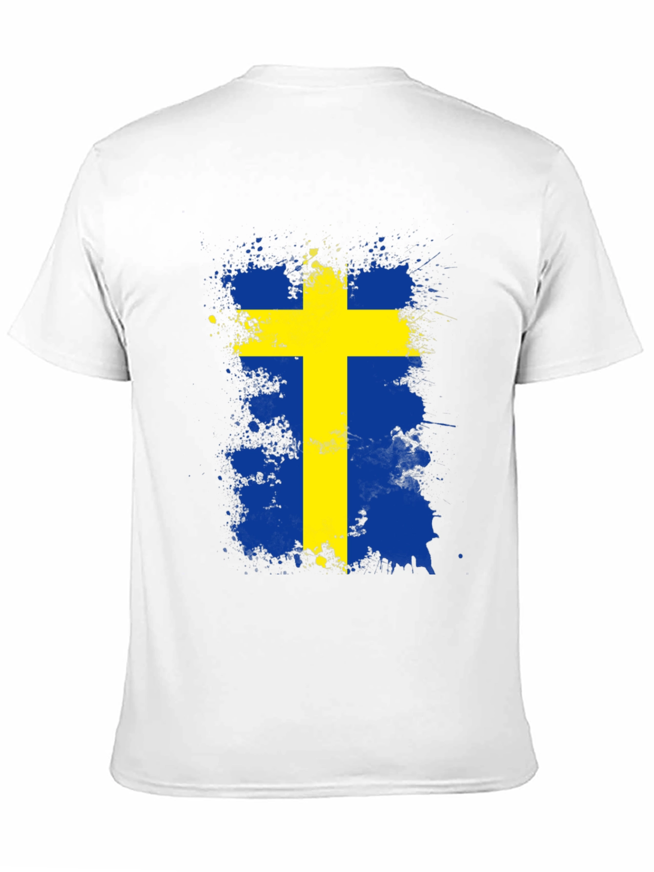 Sweden Flag Splatter Graphic Tee - Black