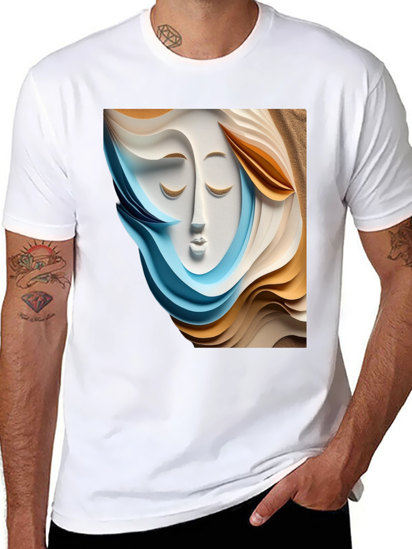 Abstract Face Graphic Tee - Modern Art Shirt