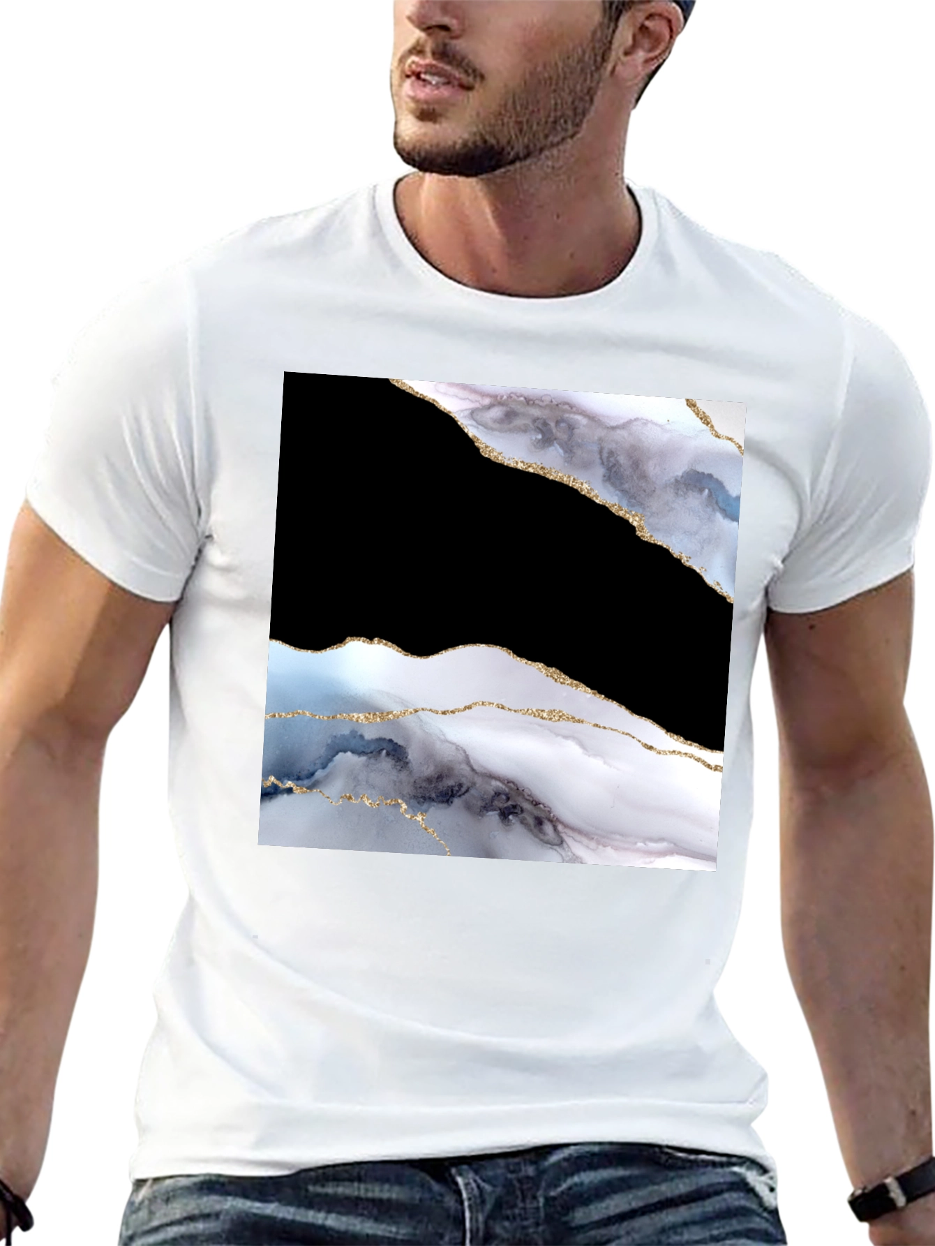Abstract Marble Graphic Black T-Shirt