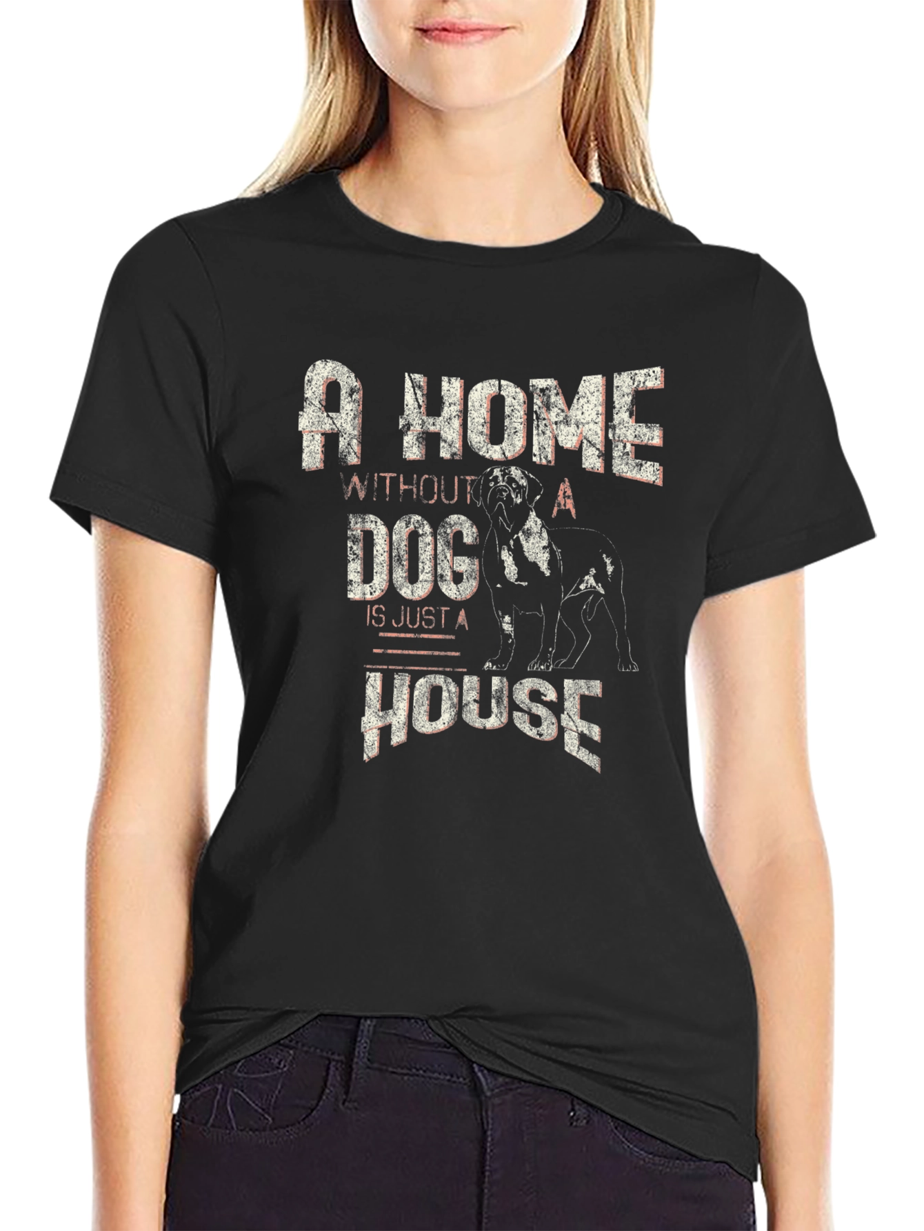 A Home Without Dog House T-Shirt - Black
