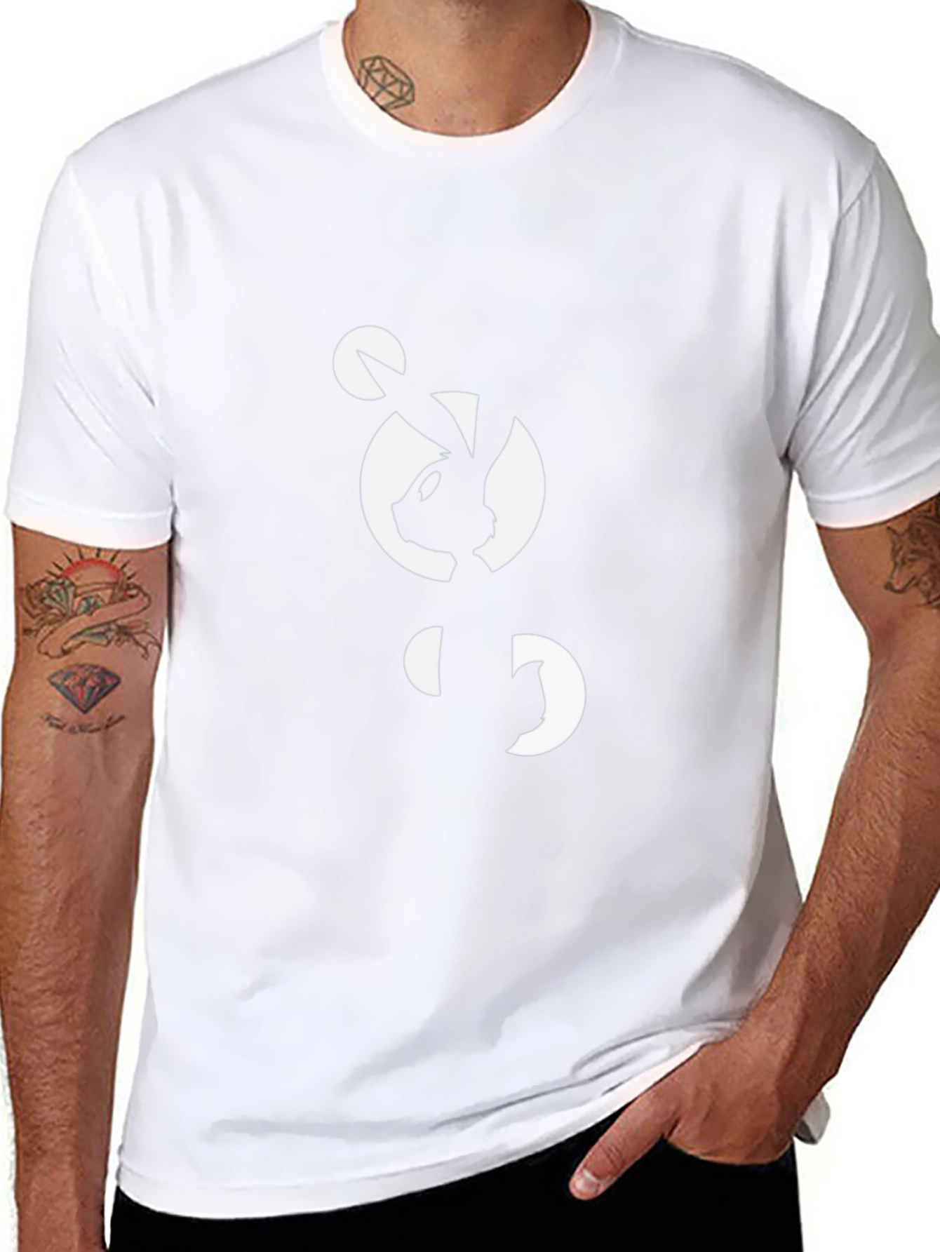 Abstract Bunny Graphic Black T-Shirt