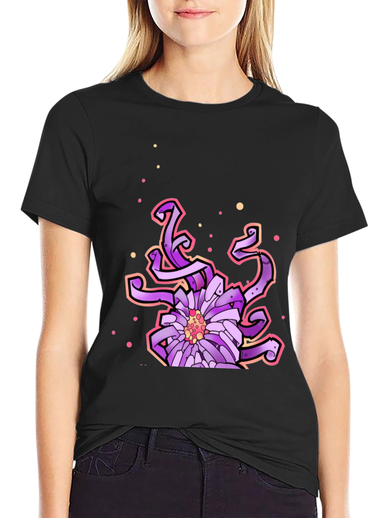 Abstract Purple Flower Graphic Tee