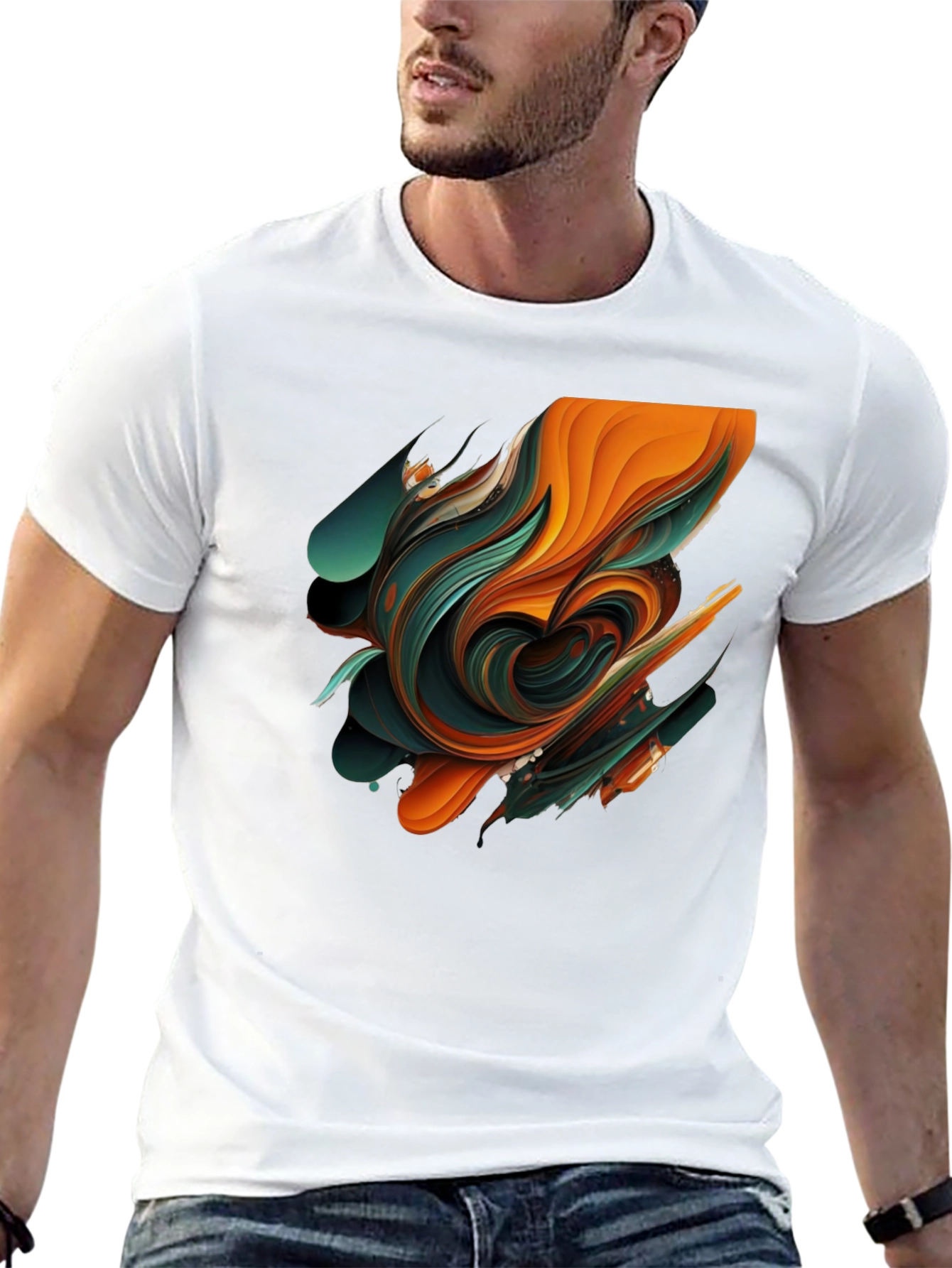 Abstract Swirl Graphic Black T-Shirt