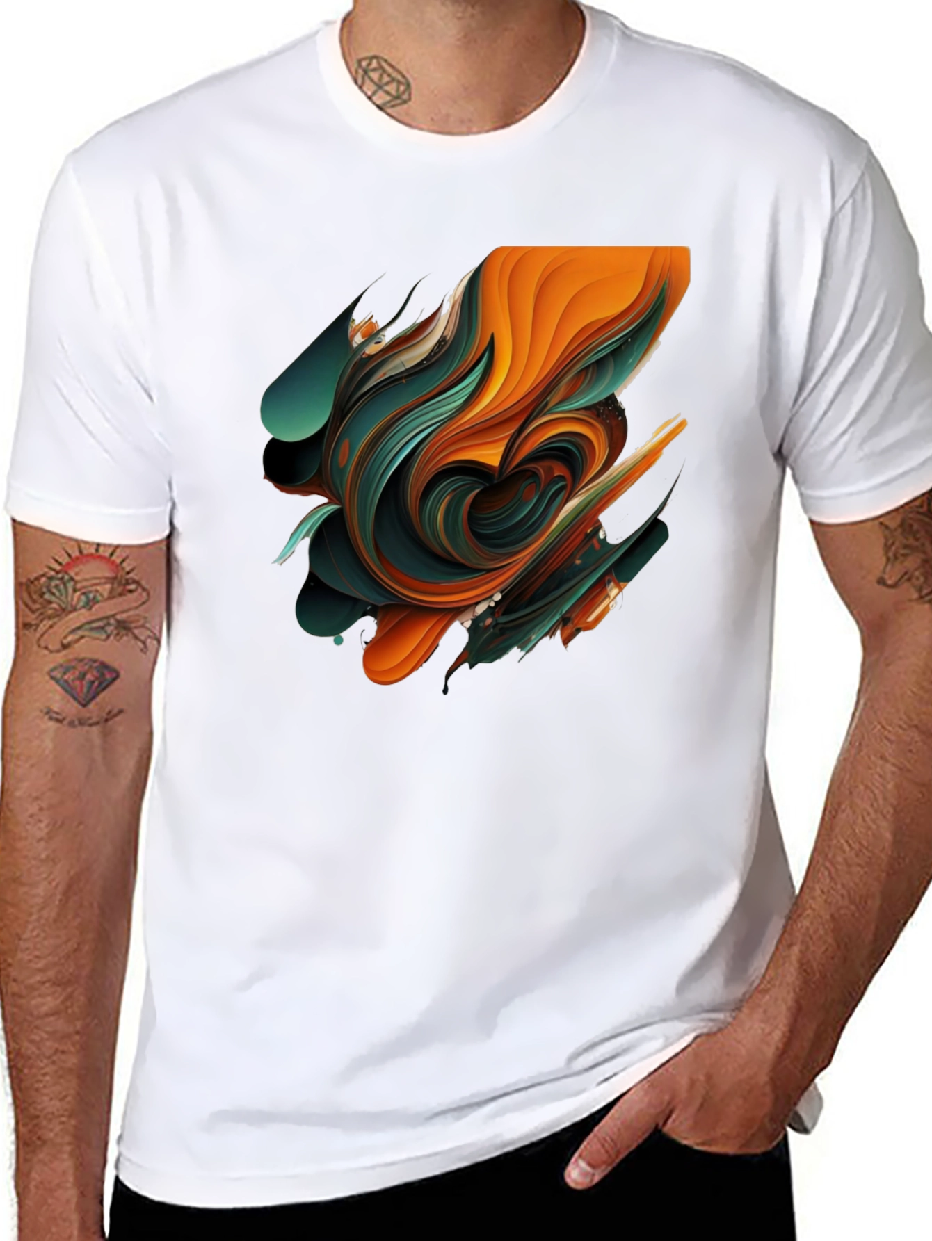 Abstract Swirl Graphic Black T-Shirt