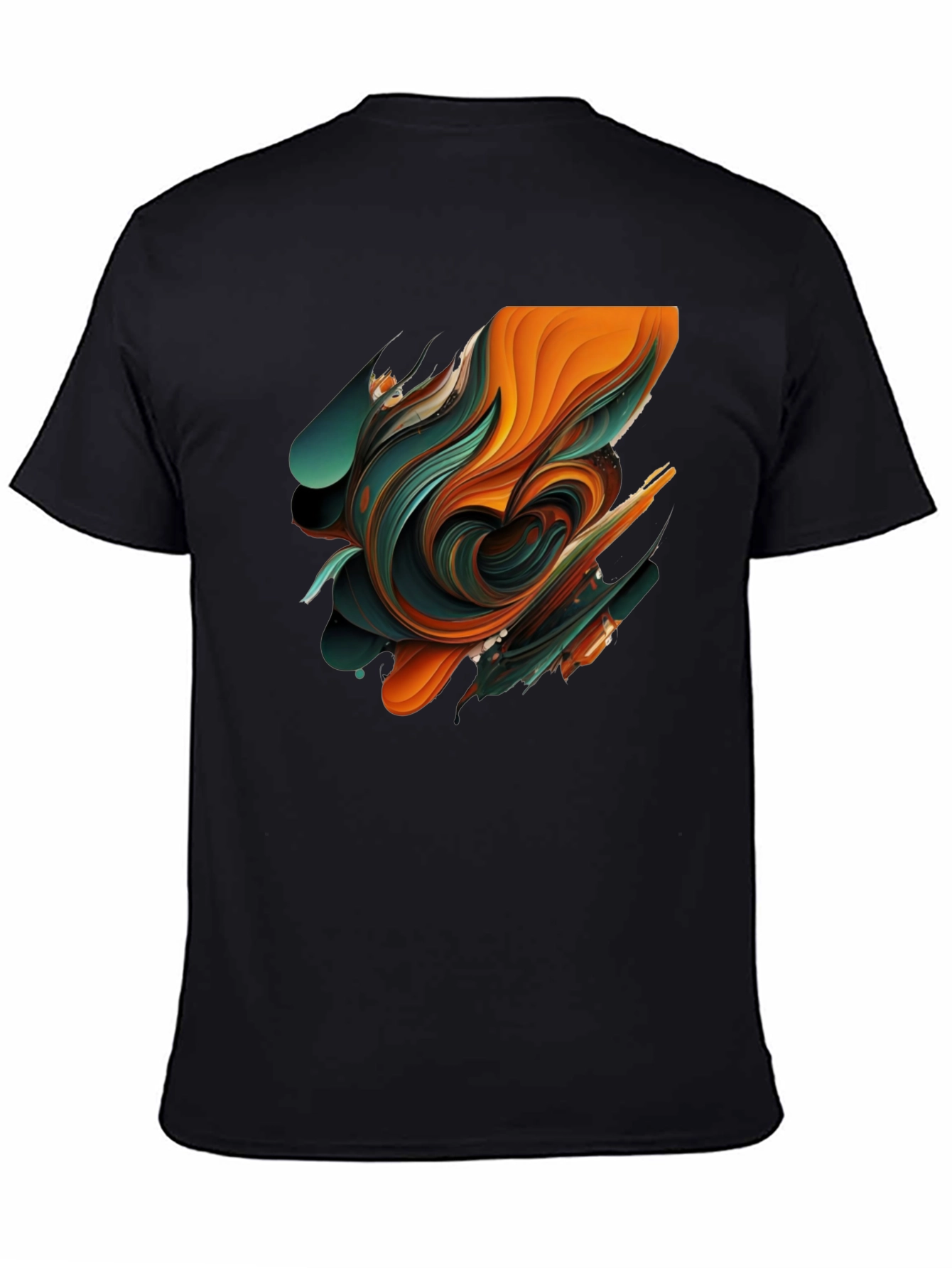 Abstract Swirl Graphic Black T-Shirt