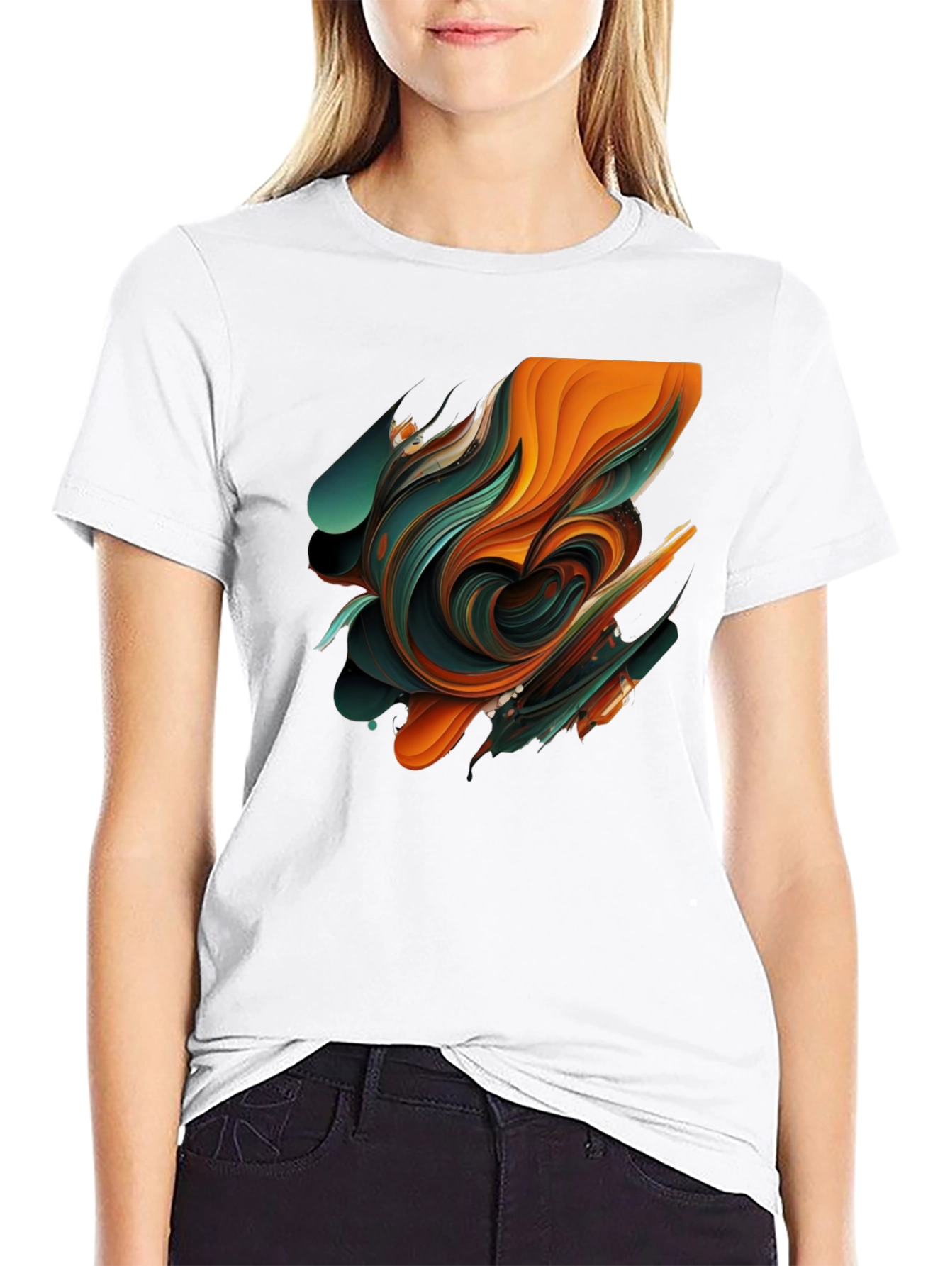 Abstract Swirl Graphic Black T-Shirt