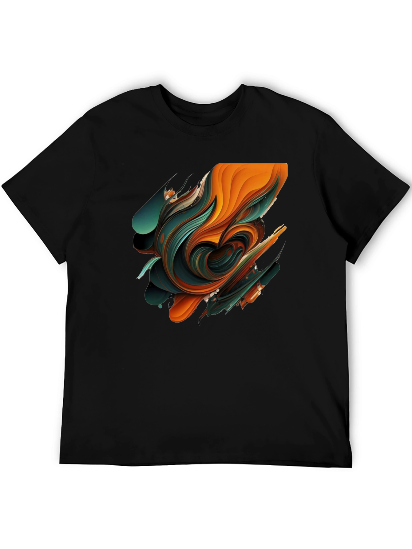 Abstract Swirl Graphic Black T-Shirt