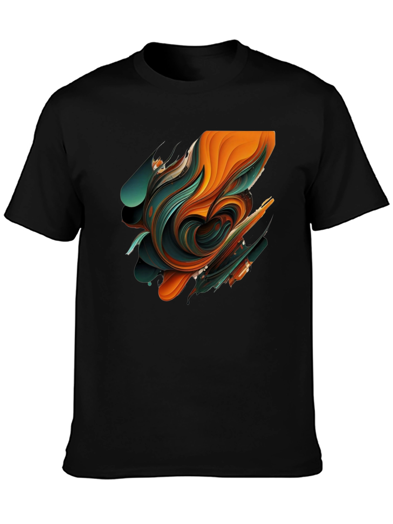 Abstract Swirl Graphic Black T-Shirt