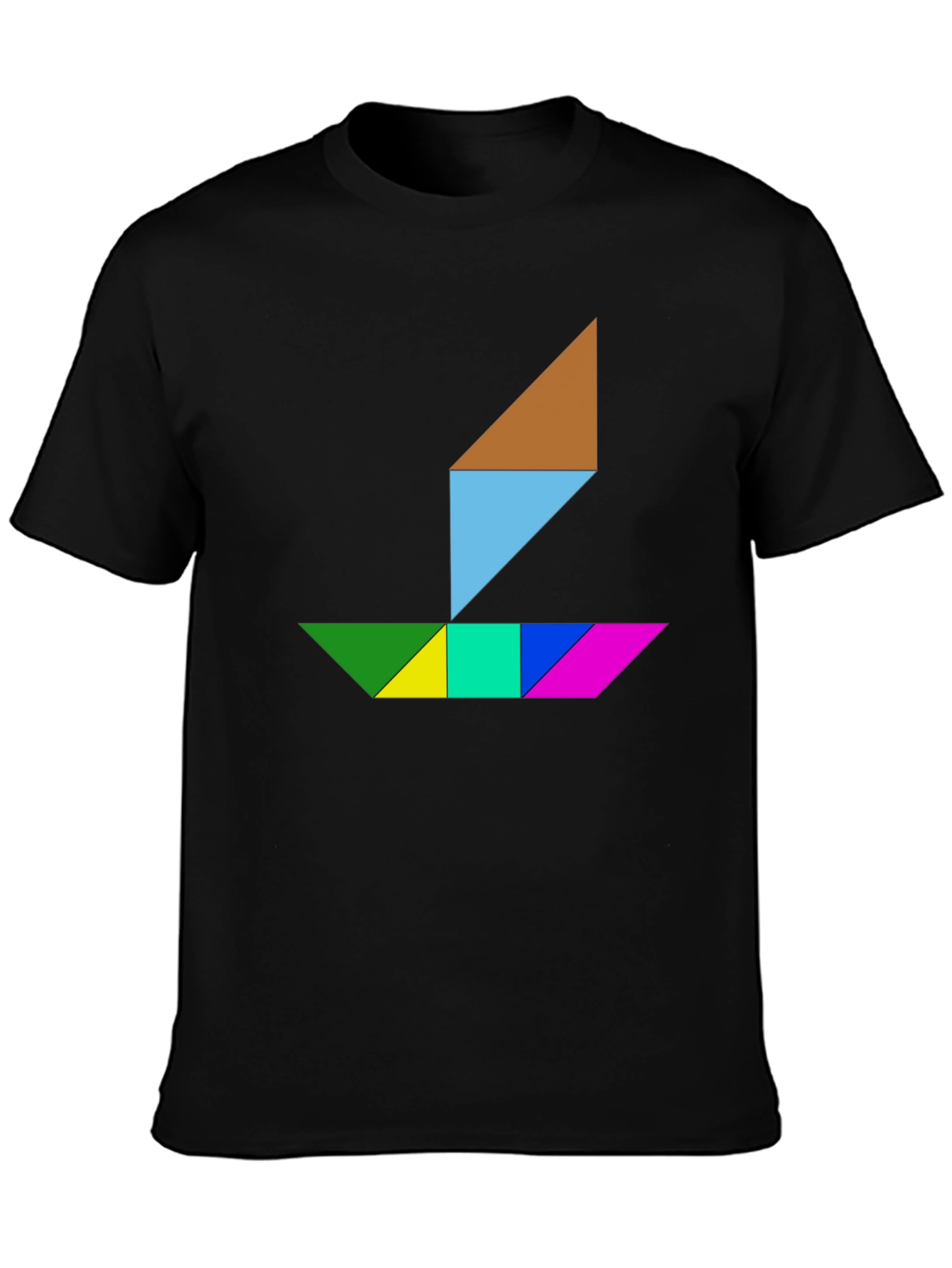 Tangram Boat Graphic Tee - Stylish Geometric Design