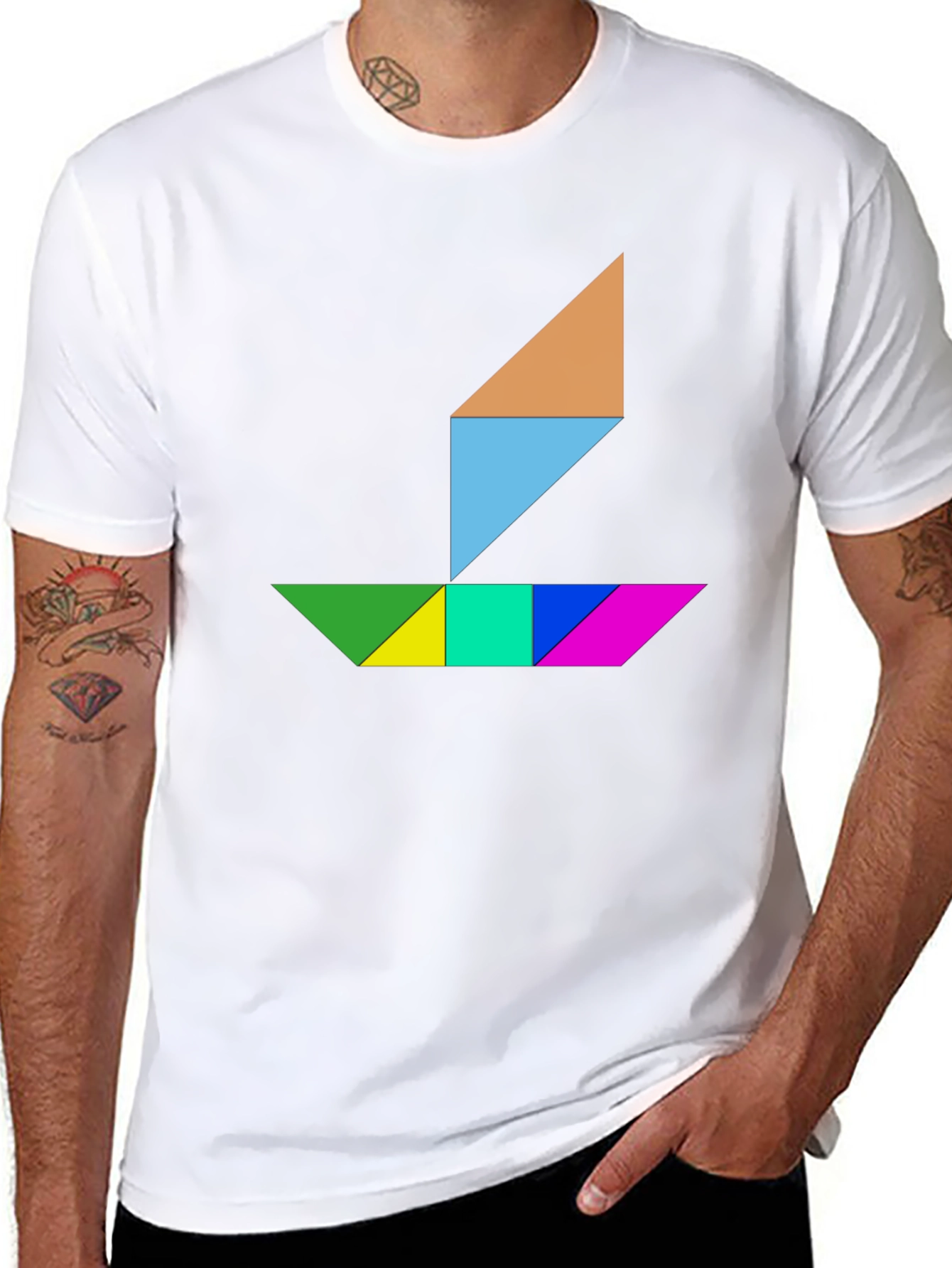Tangram Boat Graphic Tee - Stylish Geometric Design