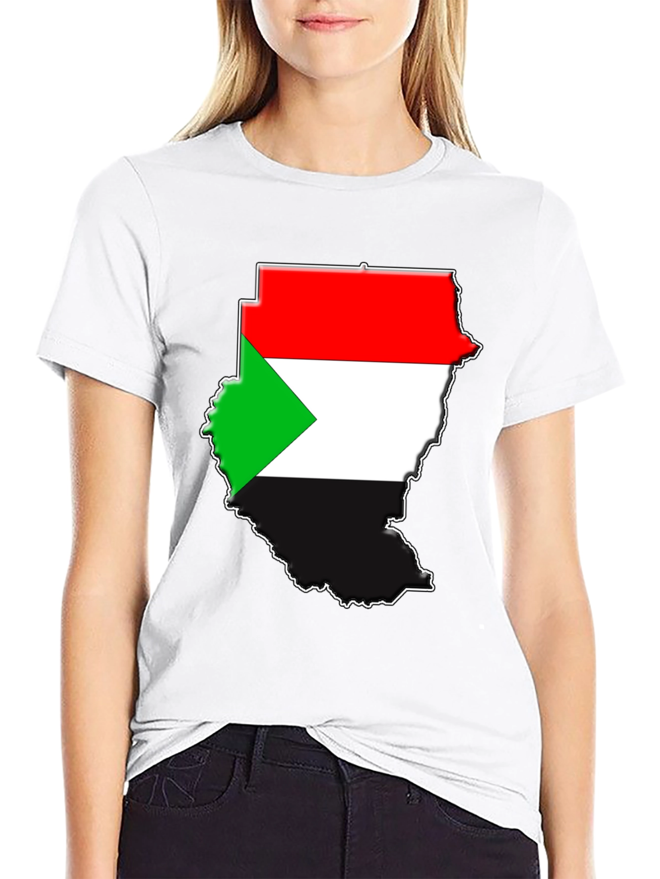 Sudan Flag Map Graphic T-Shirt - Black
