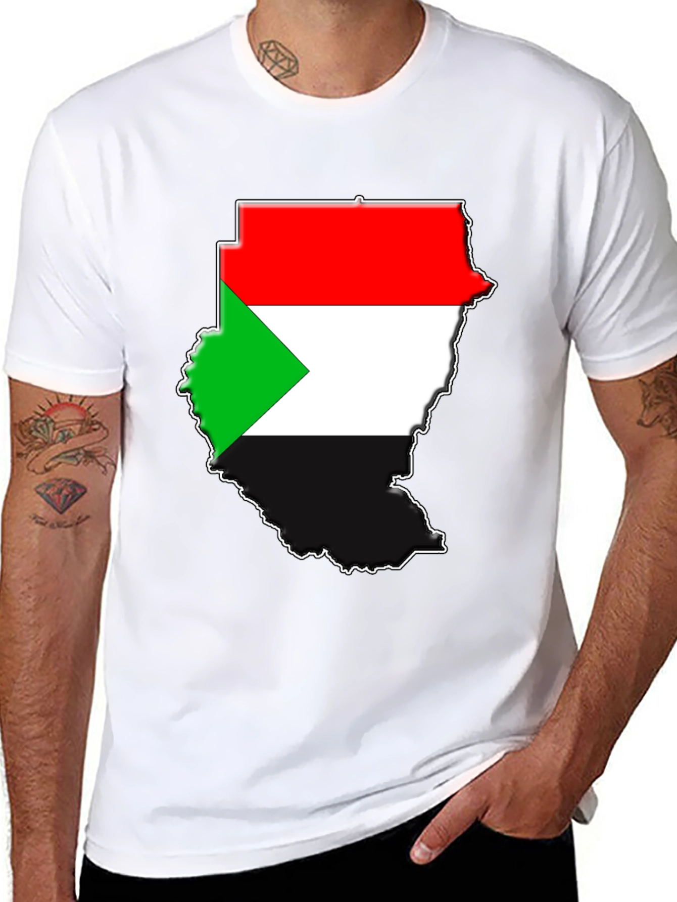 Sudan Flag Map Graphic T-Shirt - Black