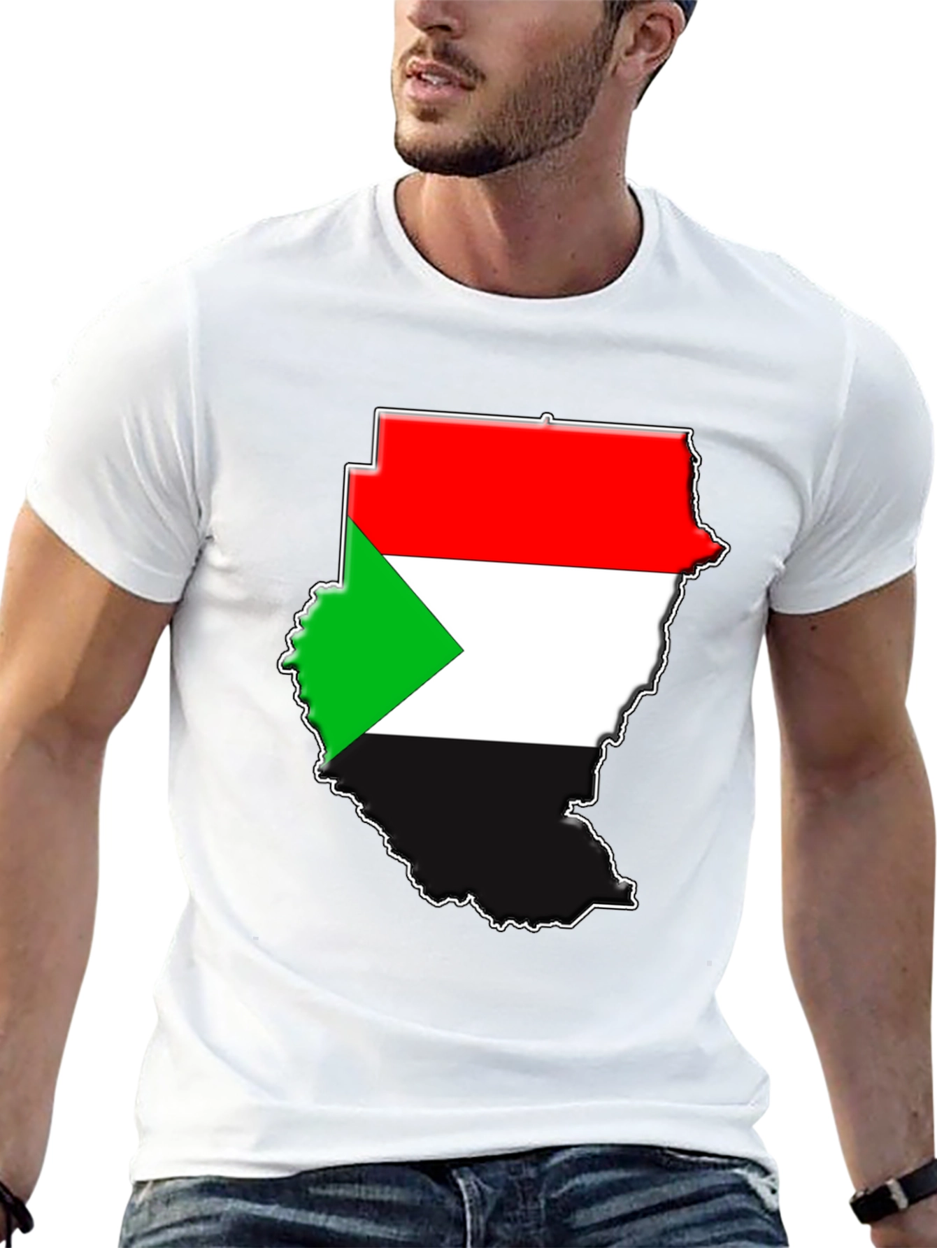 Sudan Flag Map Graphic T-Shirt - Black