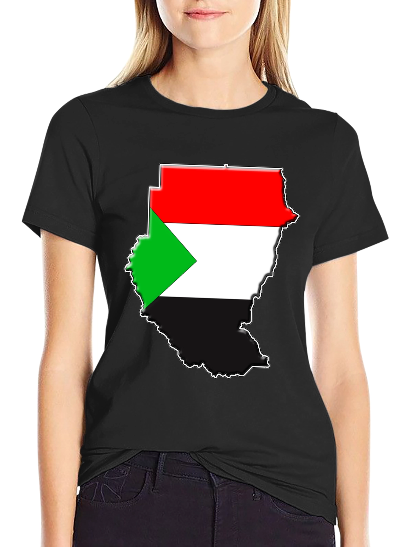 Sudan Flag Map Graphic T-Shirt - Black