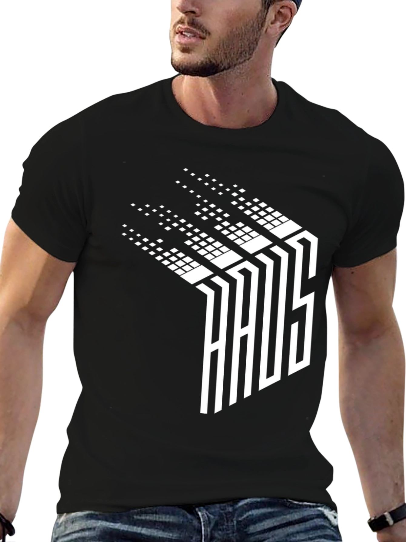 Abstract Pixelated Word T-Shirt - Black