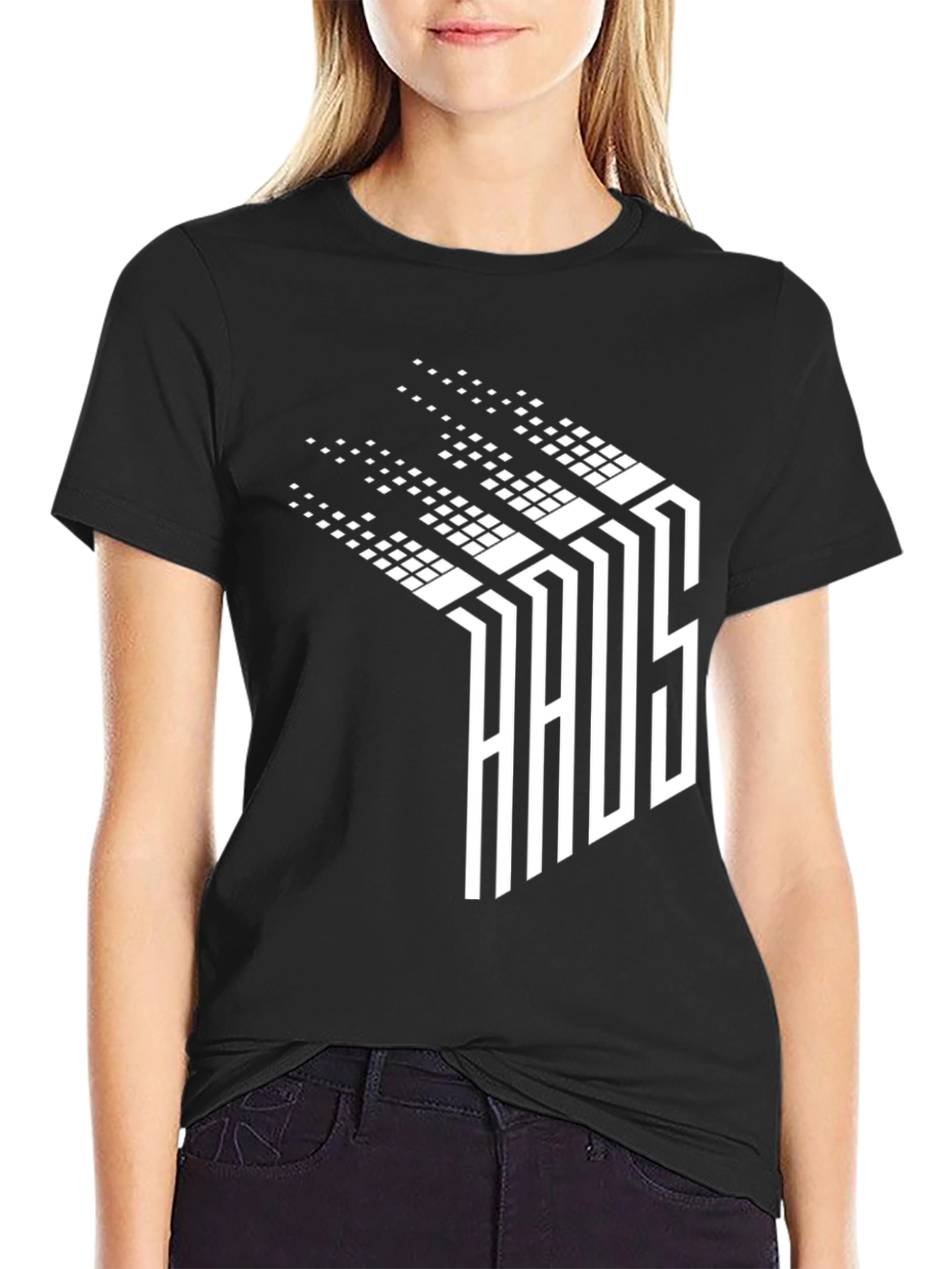 Abstract Pixelated Word T-Shirt - Black