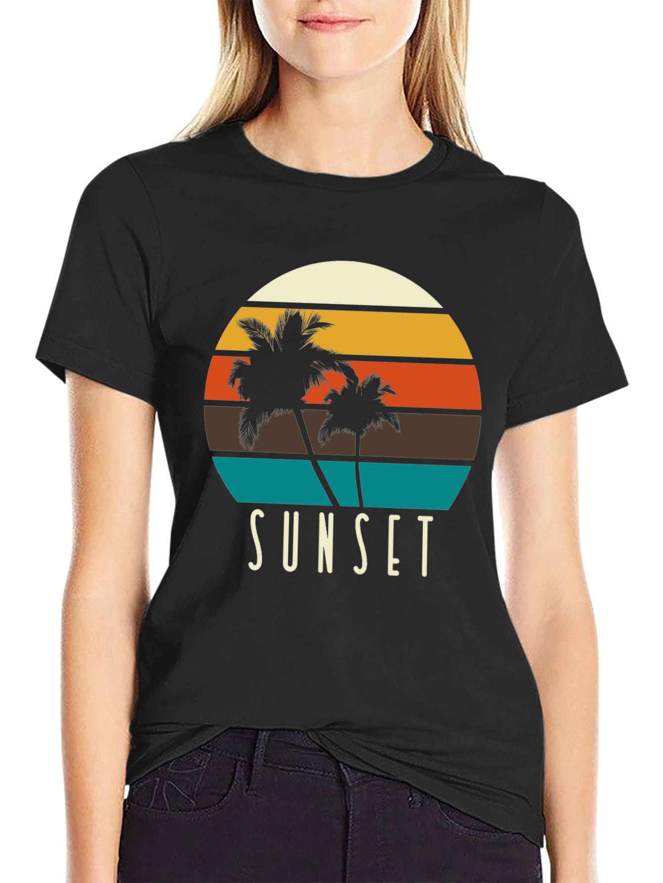 Sunset Palm Tree Graphic T-Shirt