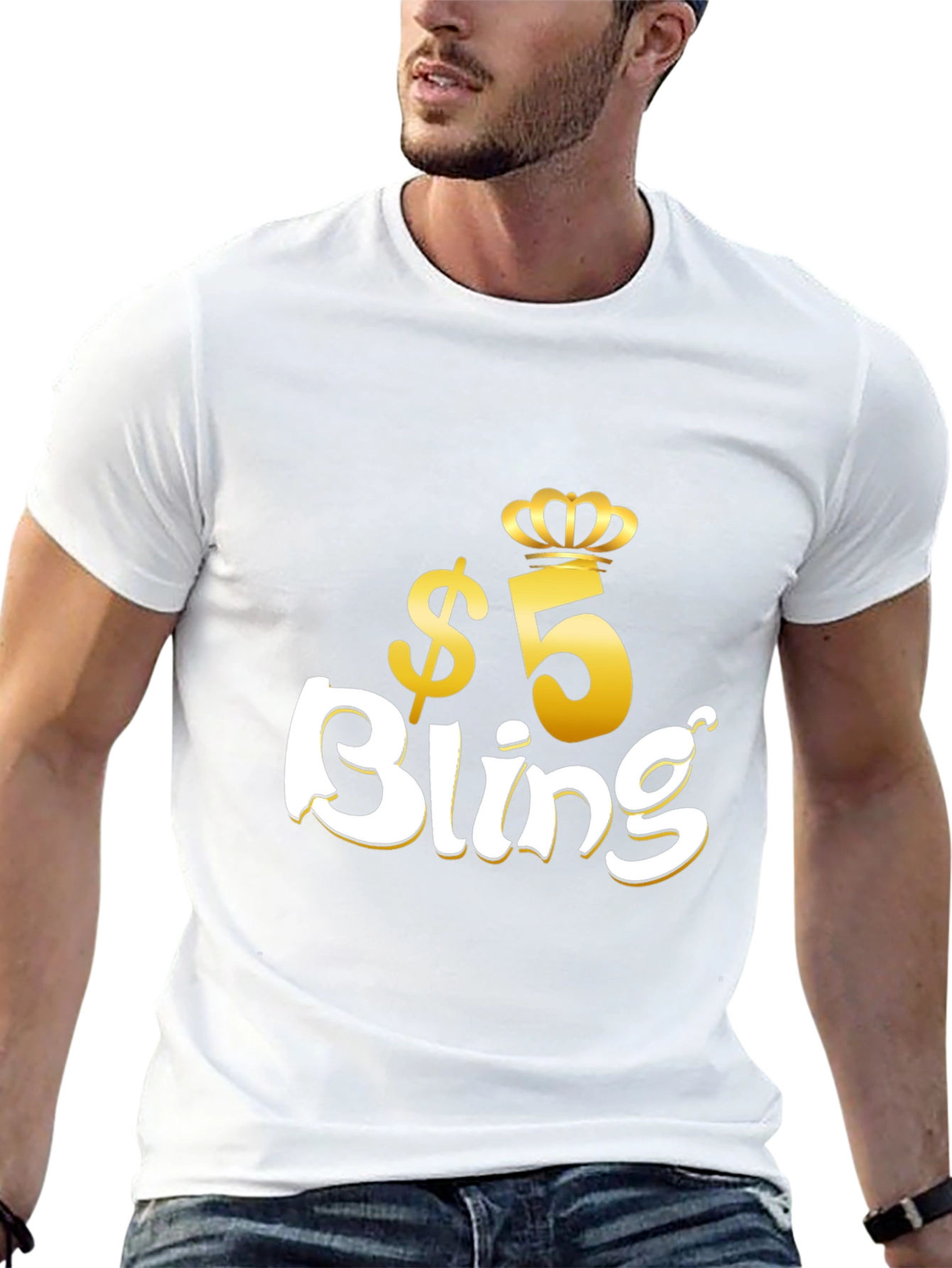 $5 Bling Graphic T-Shirt - Stylish Crown Design