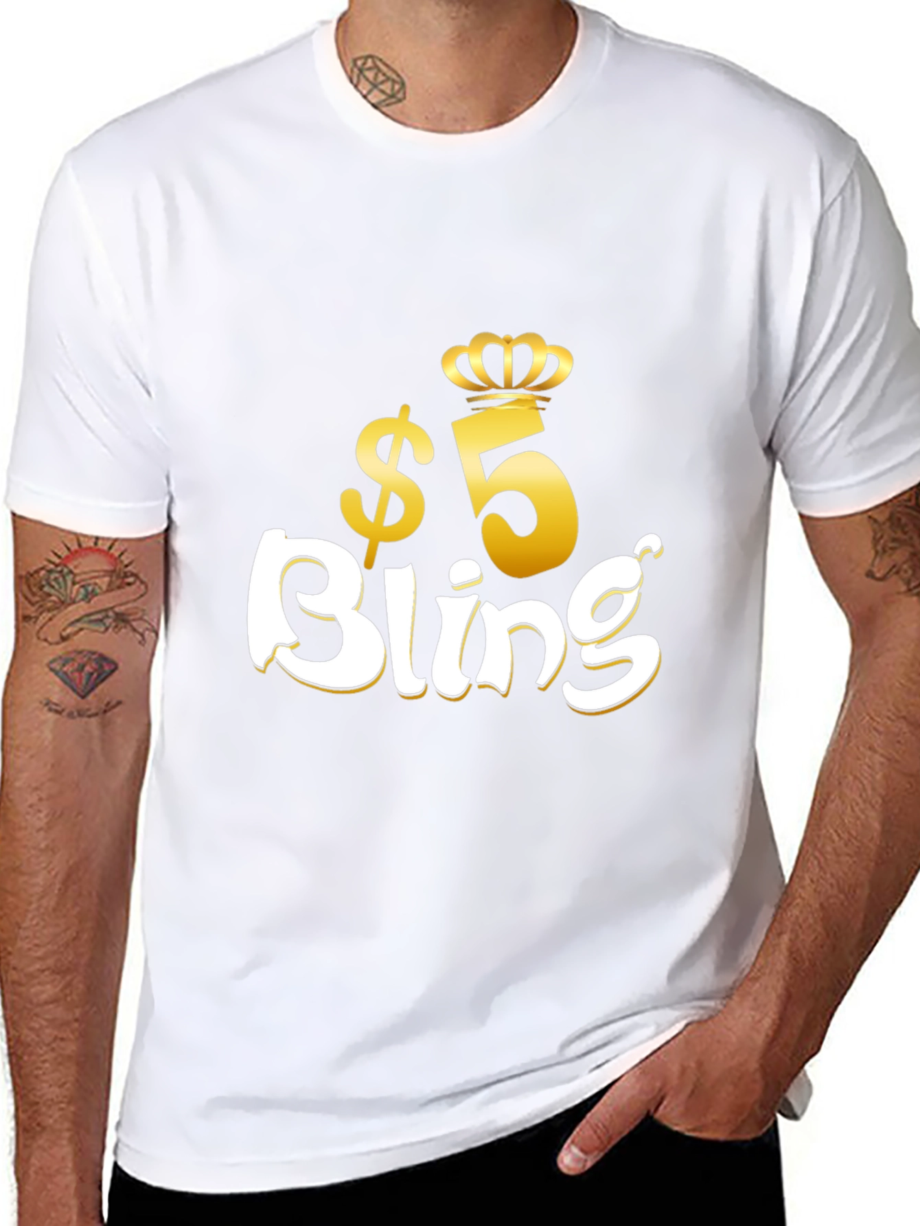$5 Bling Graphic T-Shirt - Stylish Crown Design
