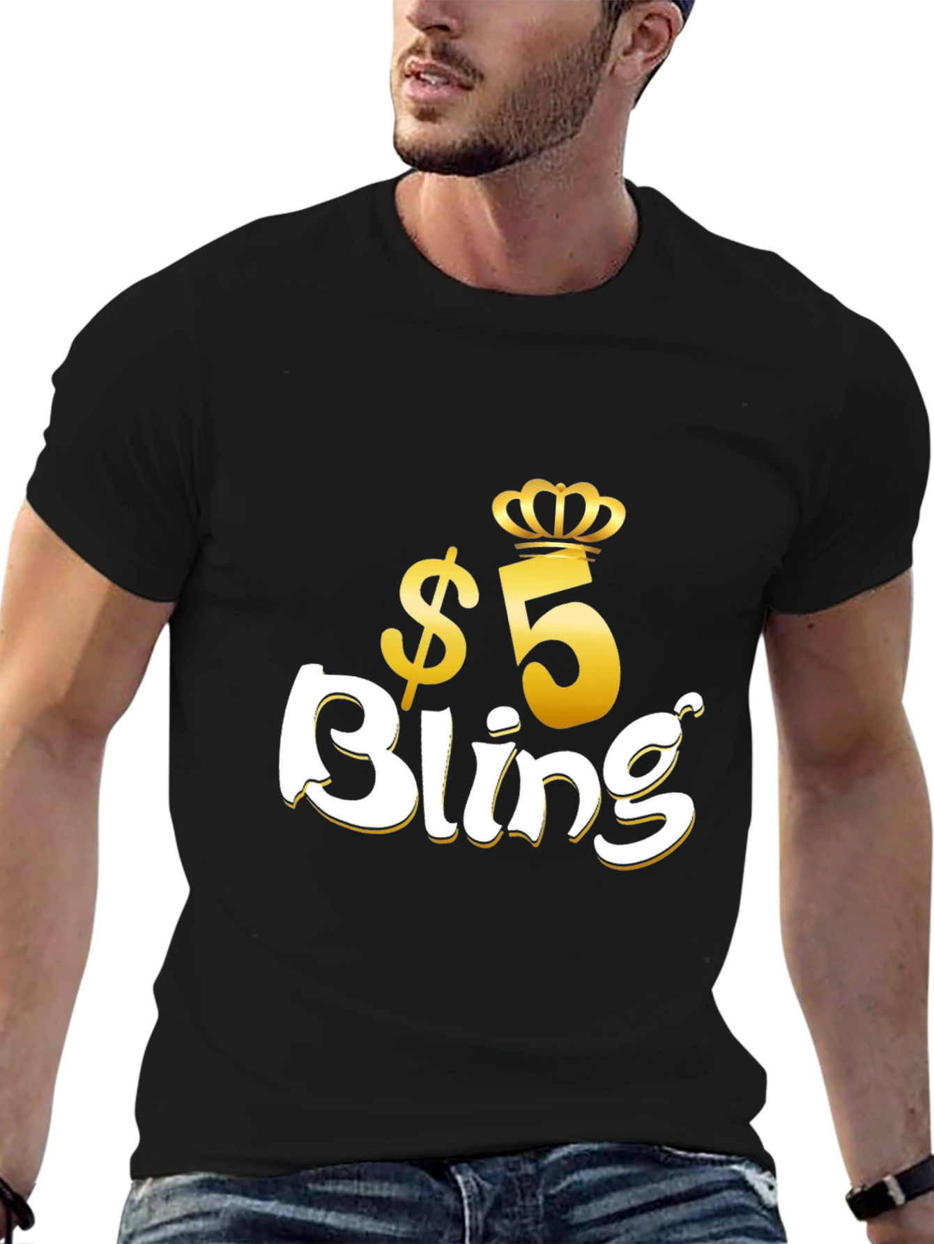 $5 Bling Graphic T-Shirt - Stylish Crown Design