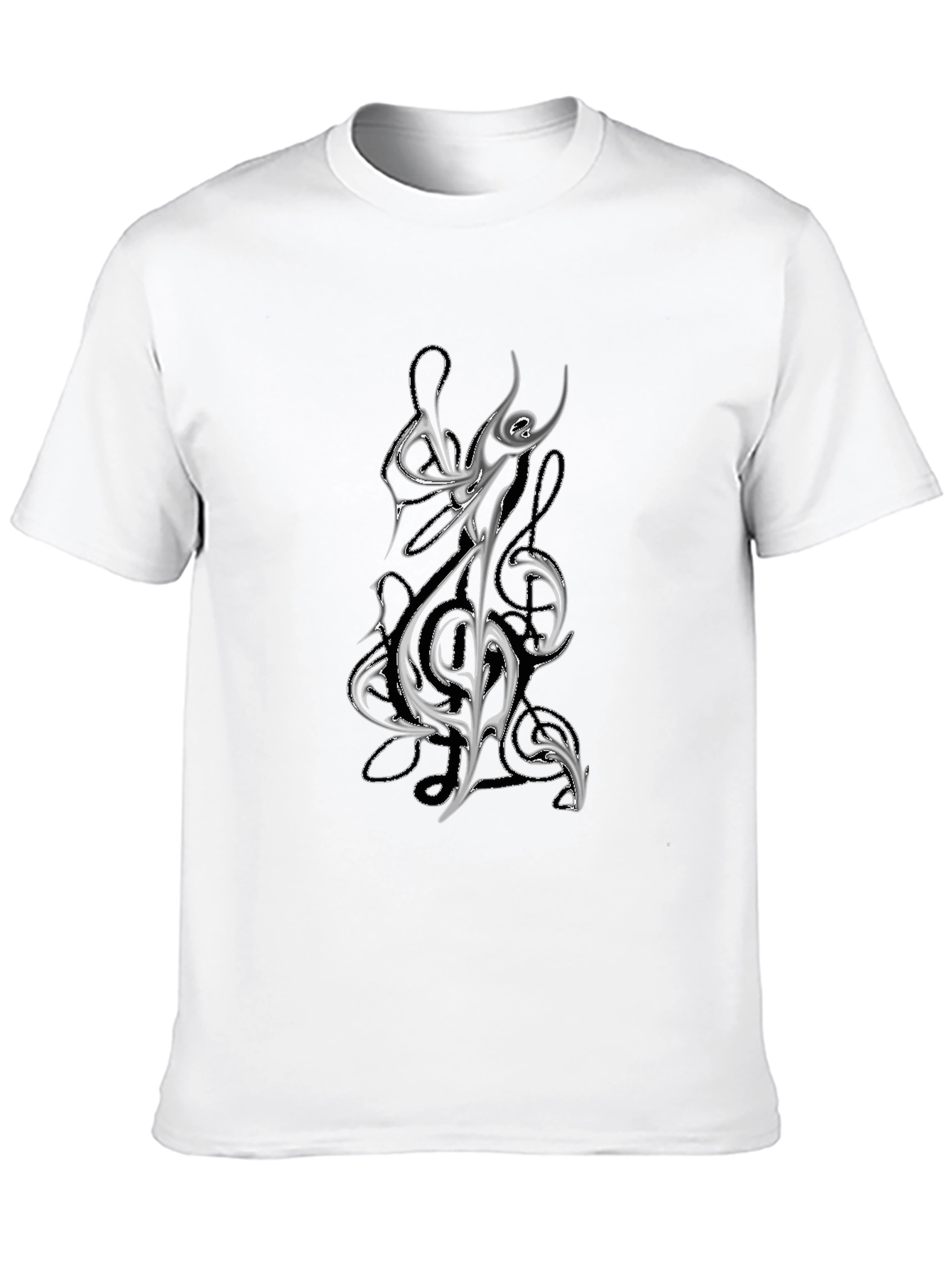 Abstract Music Note Graphic Tee - Black