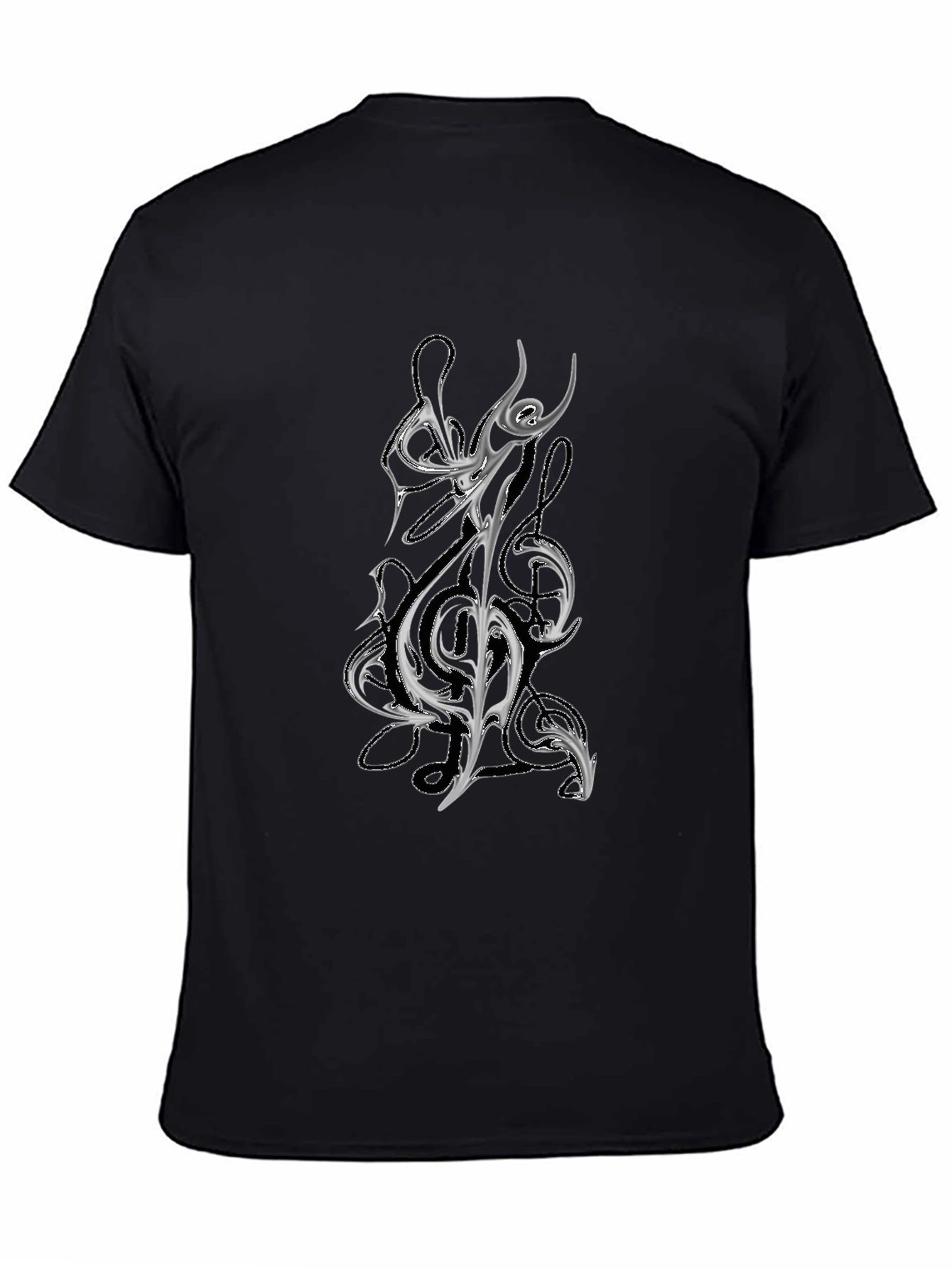 Abstract Music Note Graphic Tee - Black