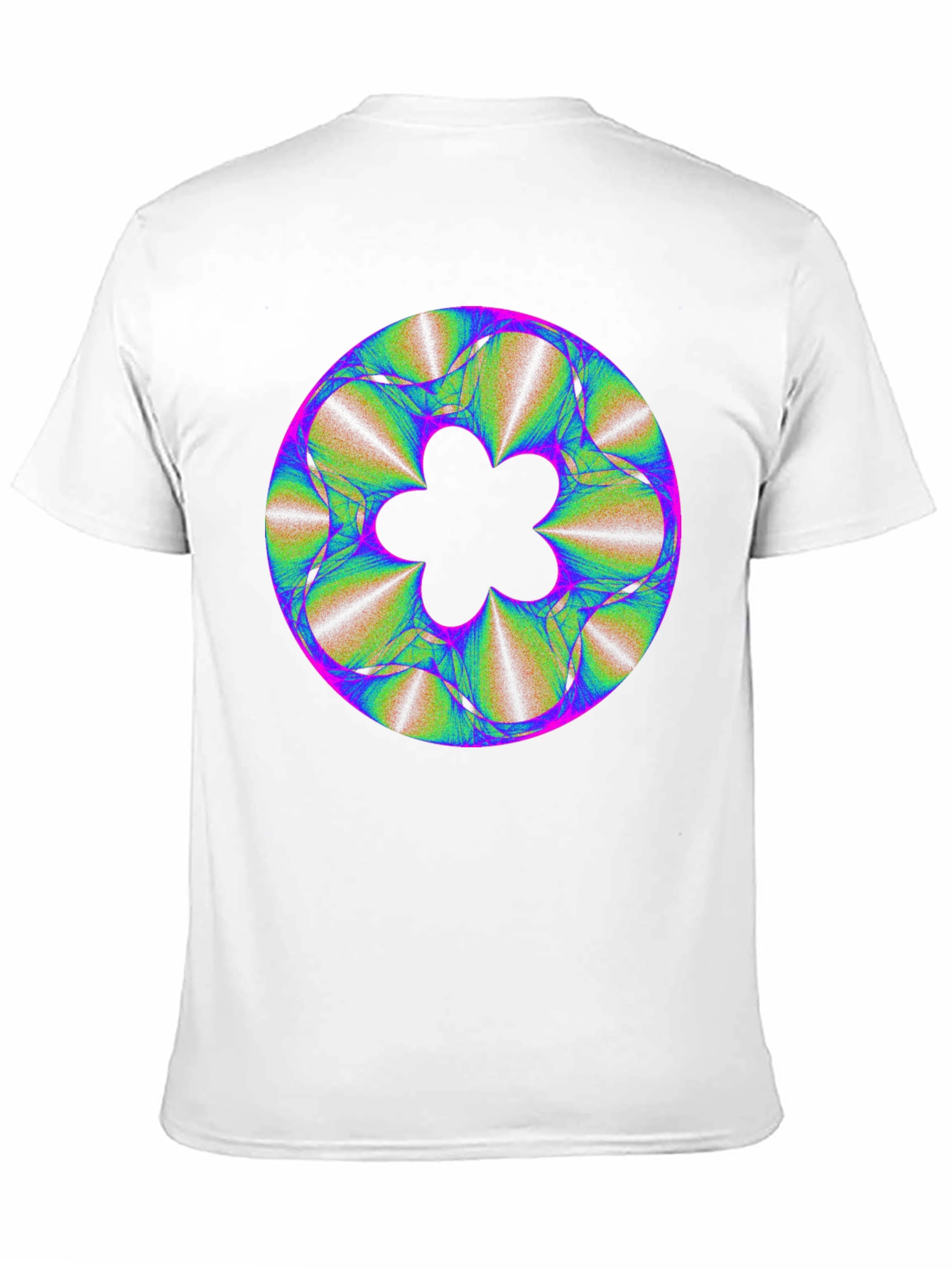 Abstract Fractal Flower Graphic Print Black T-Shirt