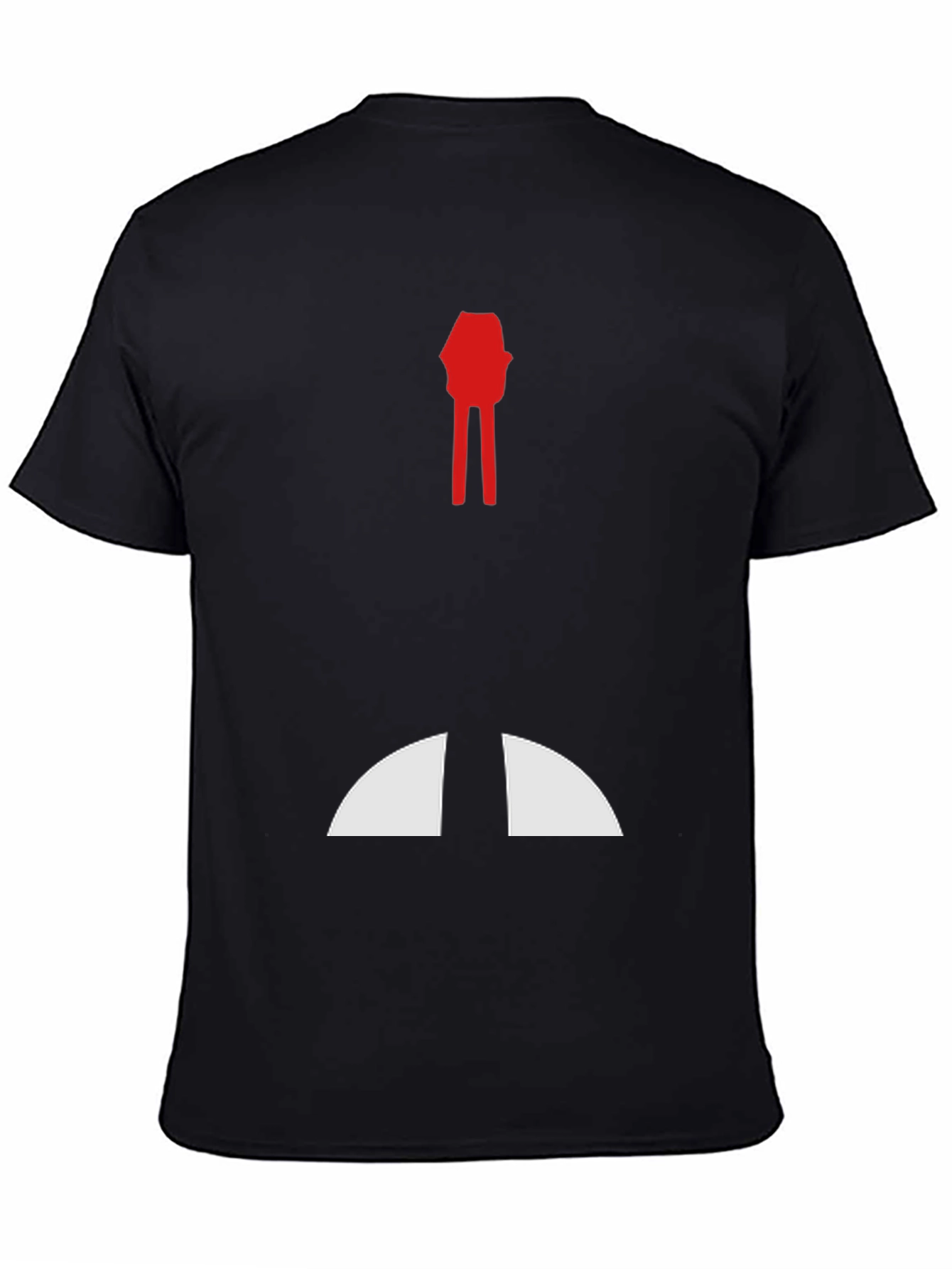 Abstract Red & White Graphic Print Black T-Shirt