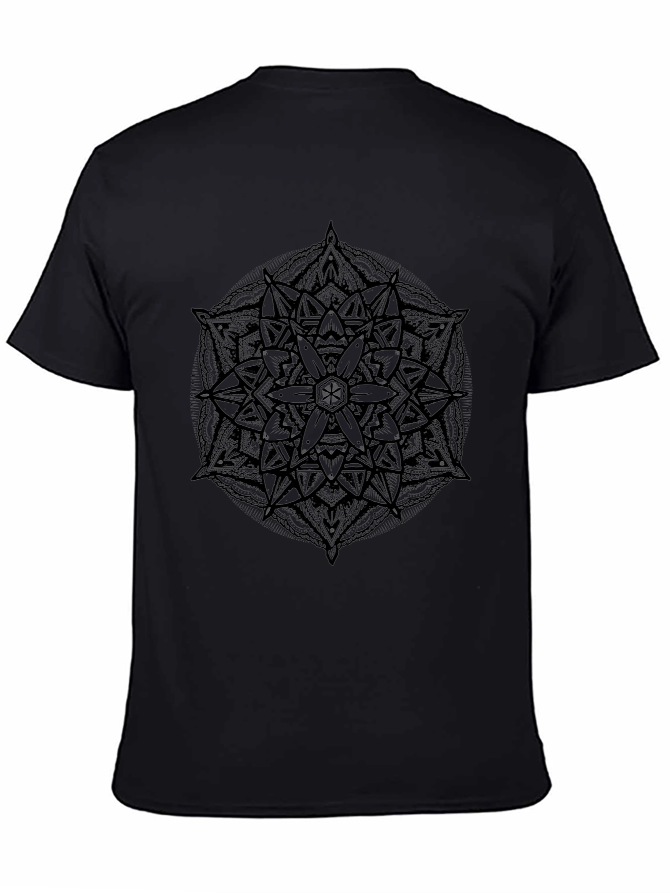 Abstract Mandala Graphic Print Black T-Shirt