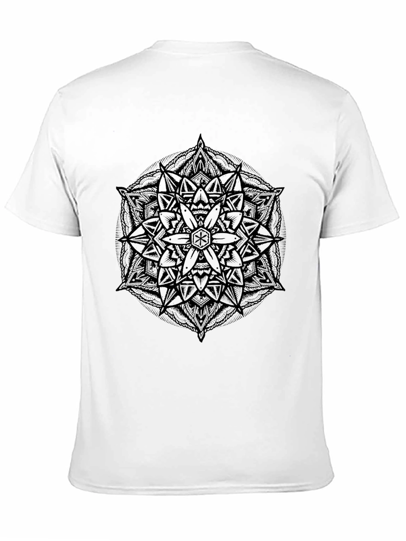 Abstract Mandala Graphic Print Black T-Shirt