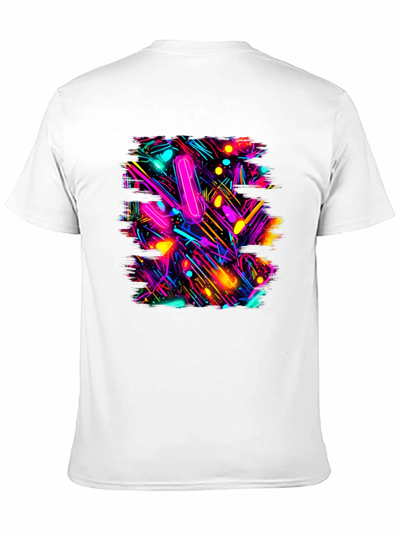 Abstract Neon Pattern Black T-Shirt