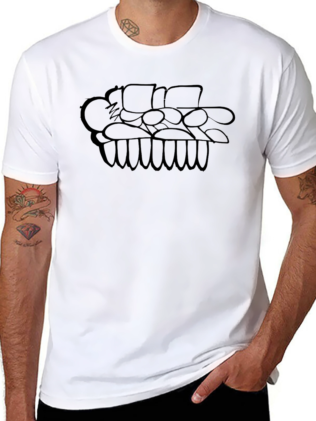 Abstract Graphic Print Tee - Black