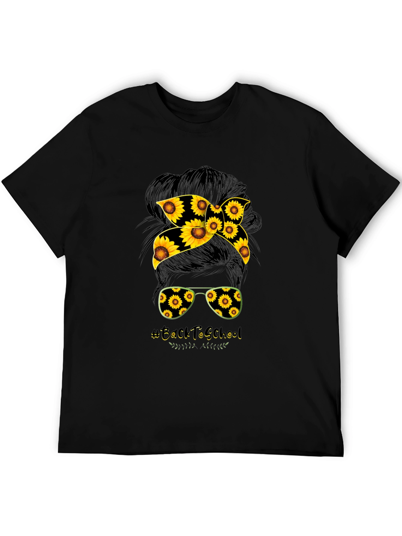 Sunflower Back to School Messy Bun T-Shirt
