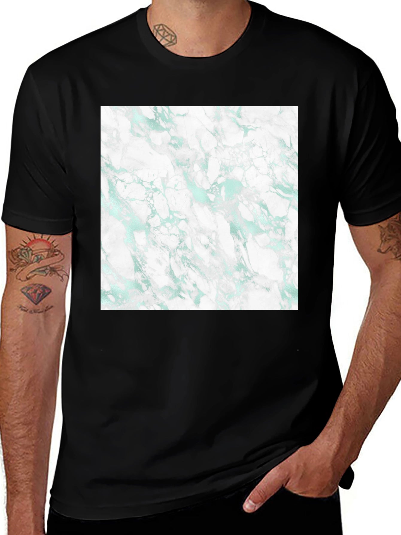 Abstract Marble Print Black T-Shirt