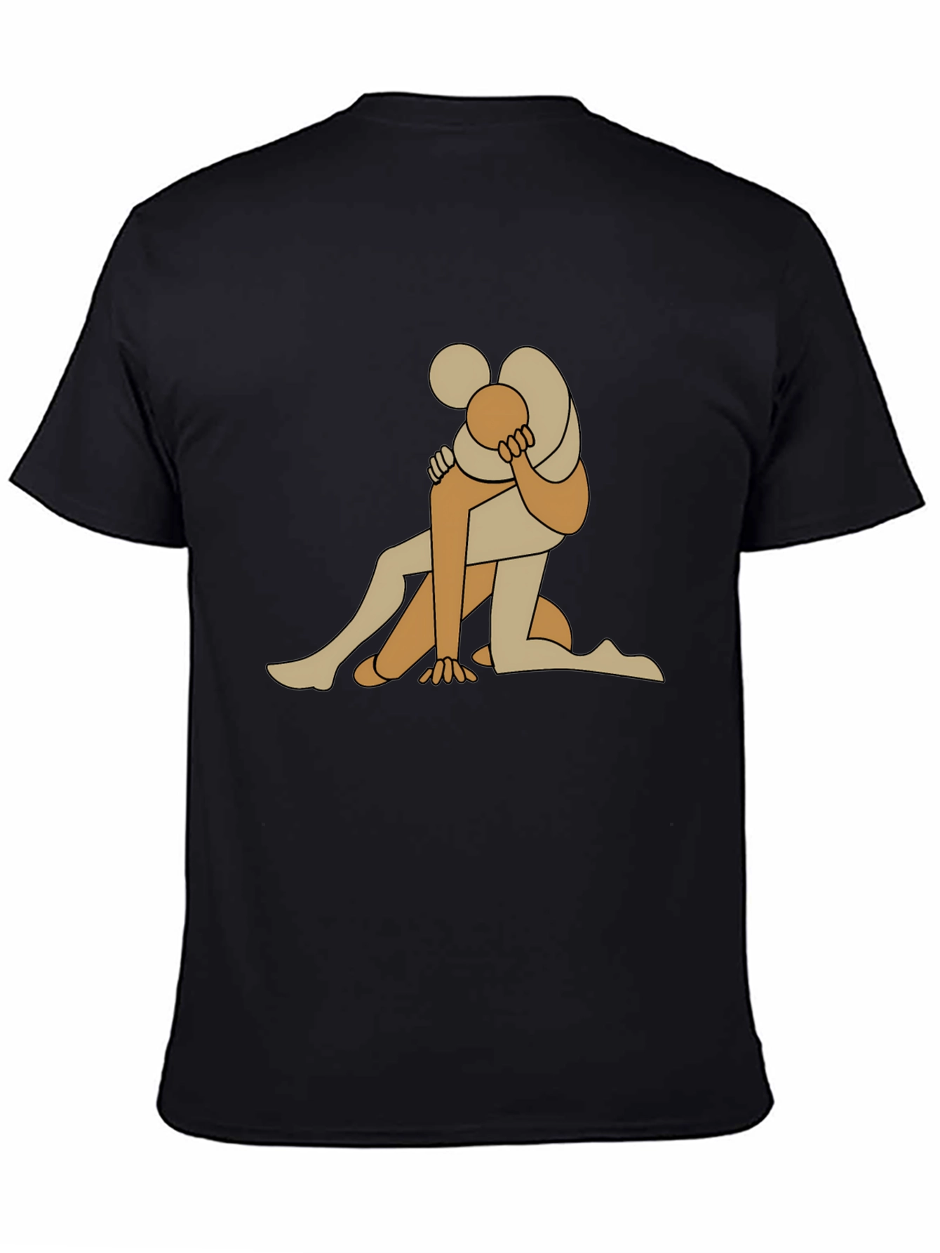 Abstract Embrace Graphic Tee - Black Cotton Blend