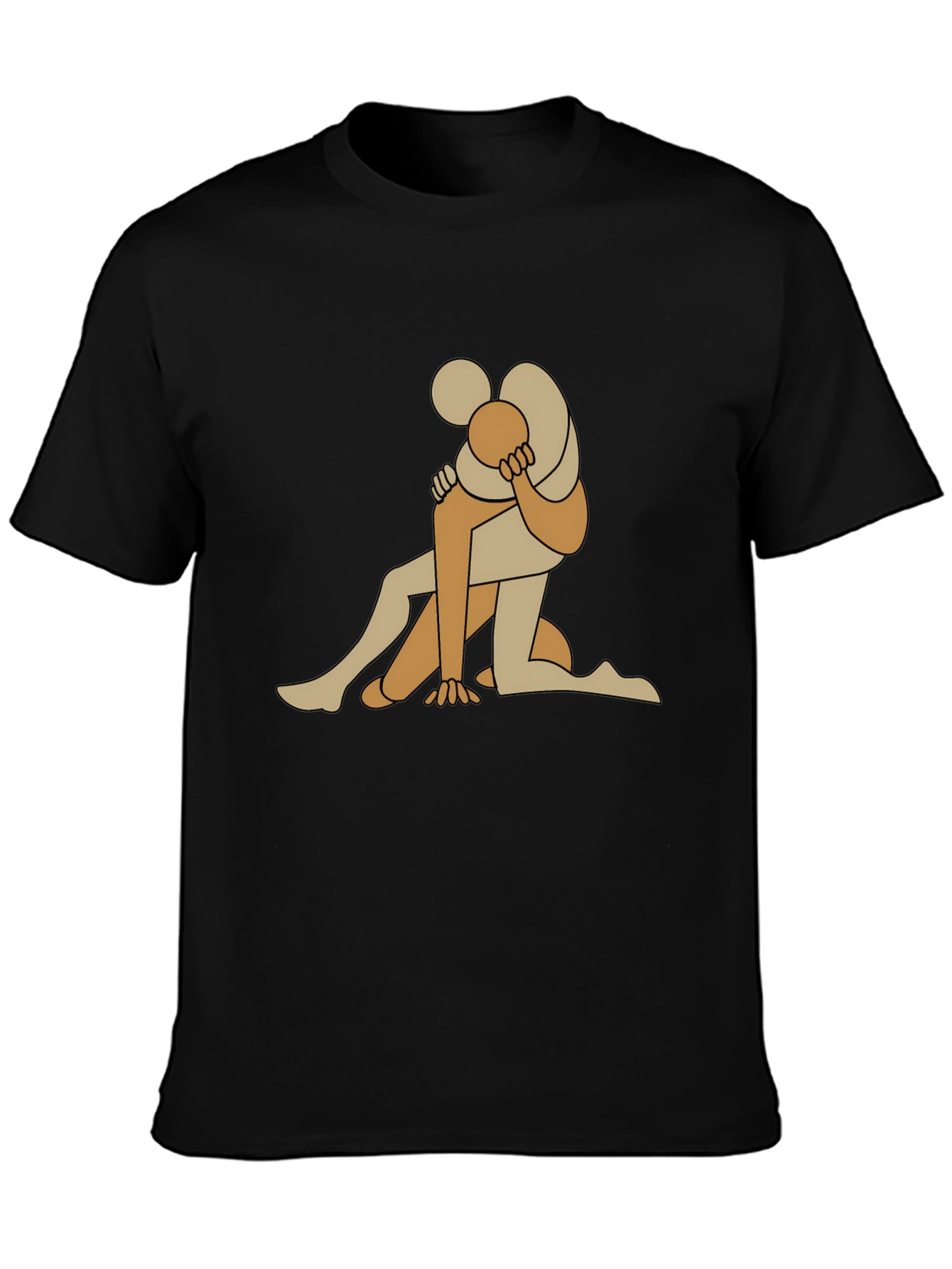Abstract Embrace Graphic Tee - Black Cotton Blend