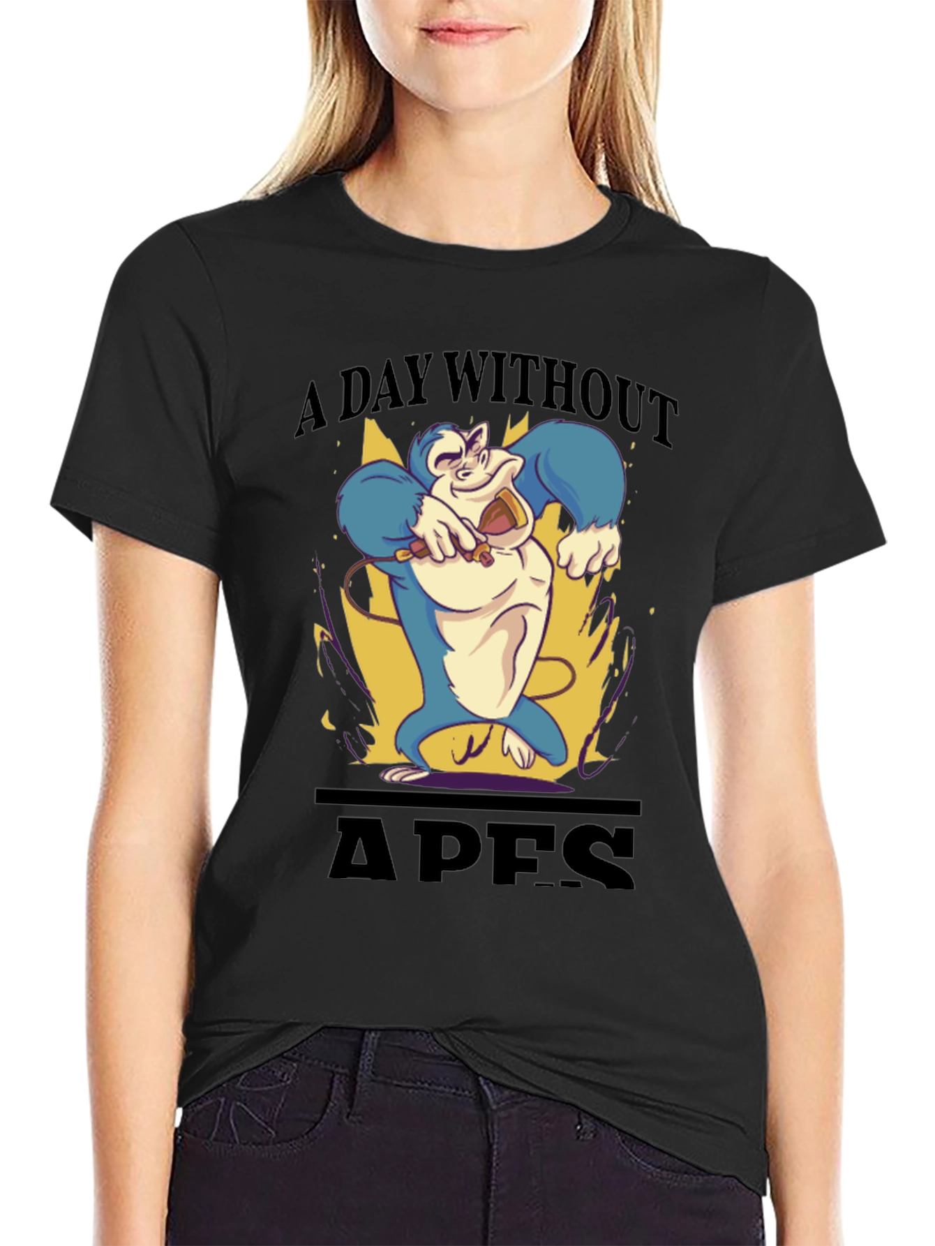 A Day Without Apes Black T-Shirt
