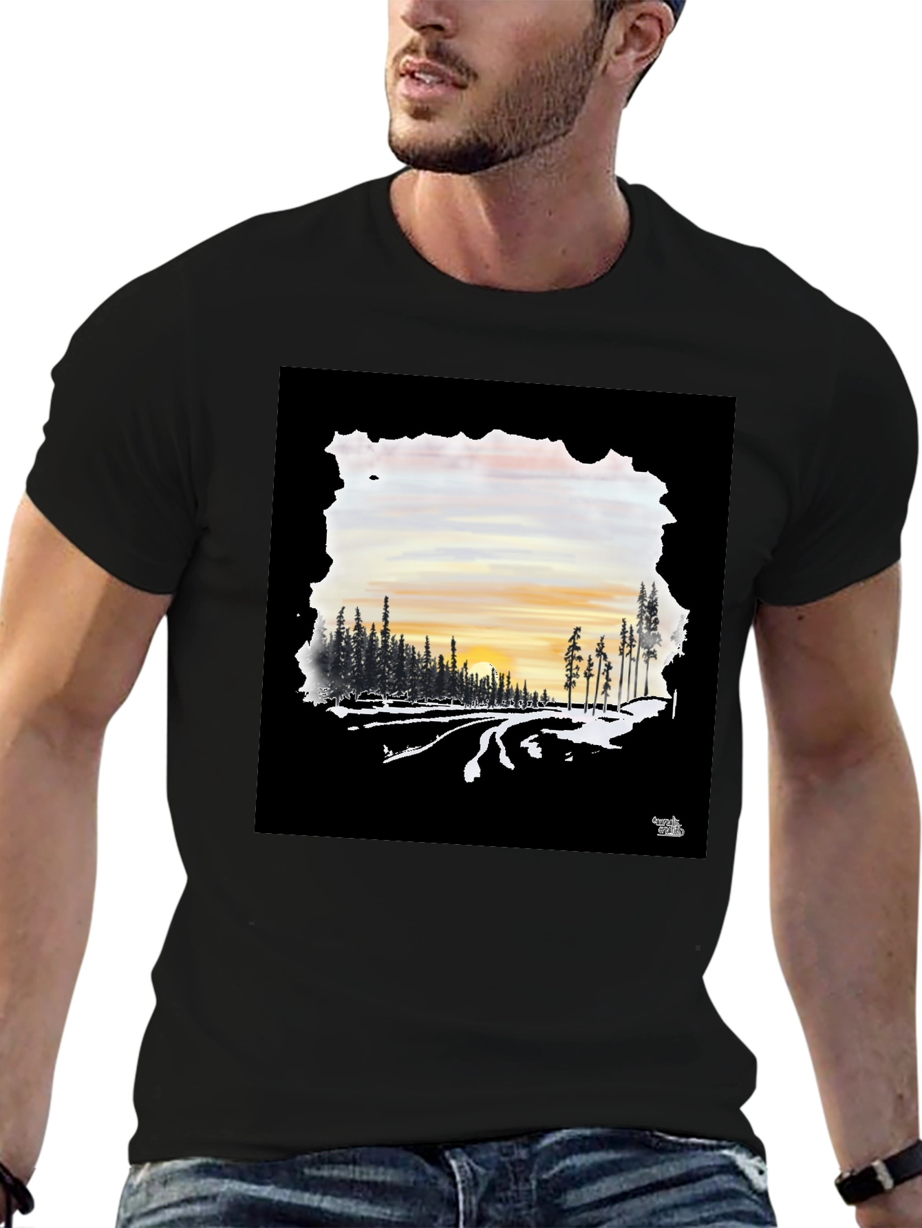Sunset Road Black Graphic Tee
