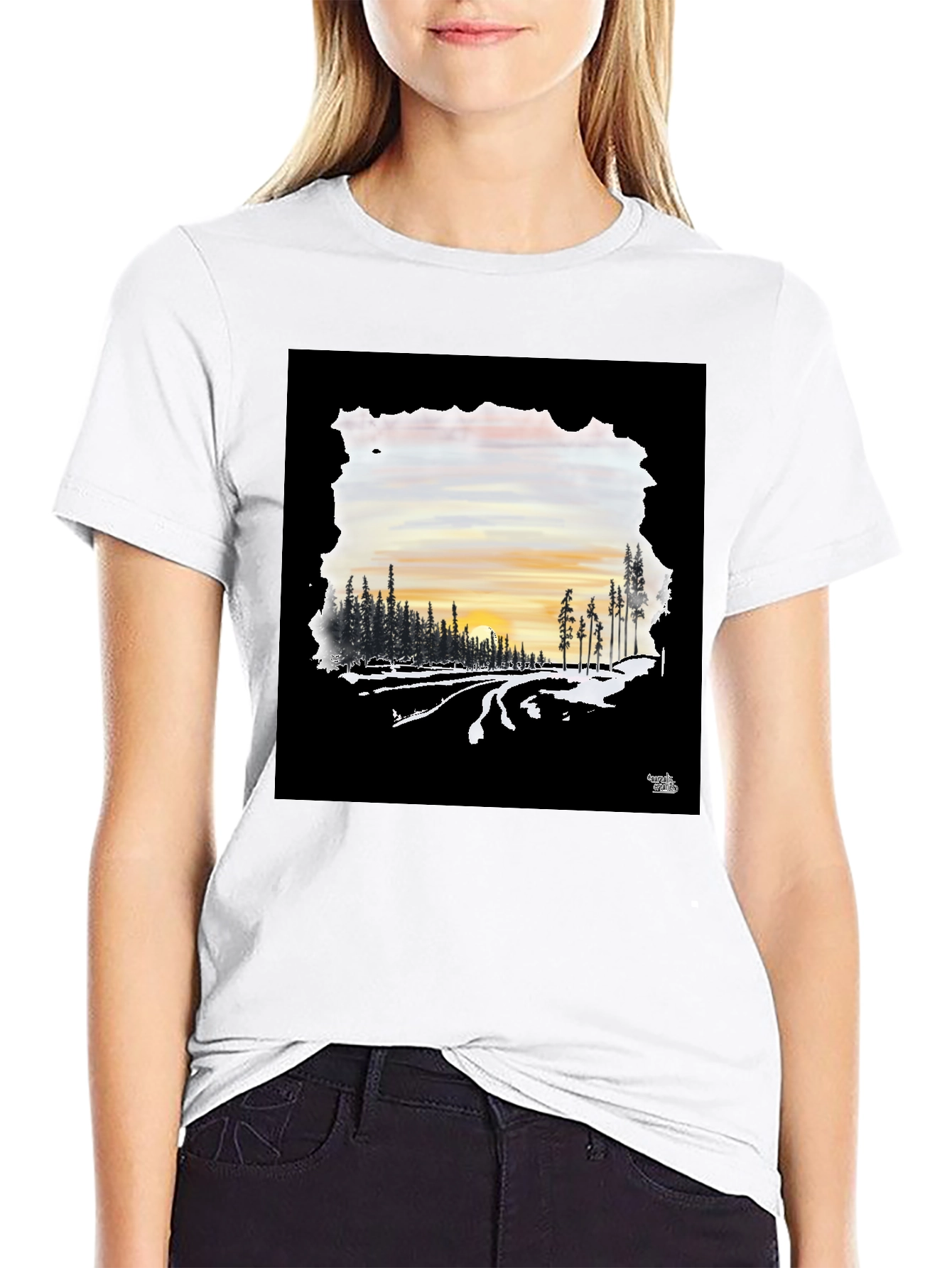 Sunset Road Black Graphic Tee
