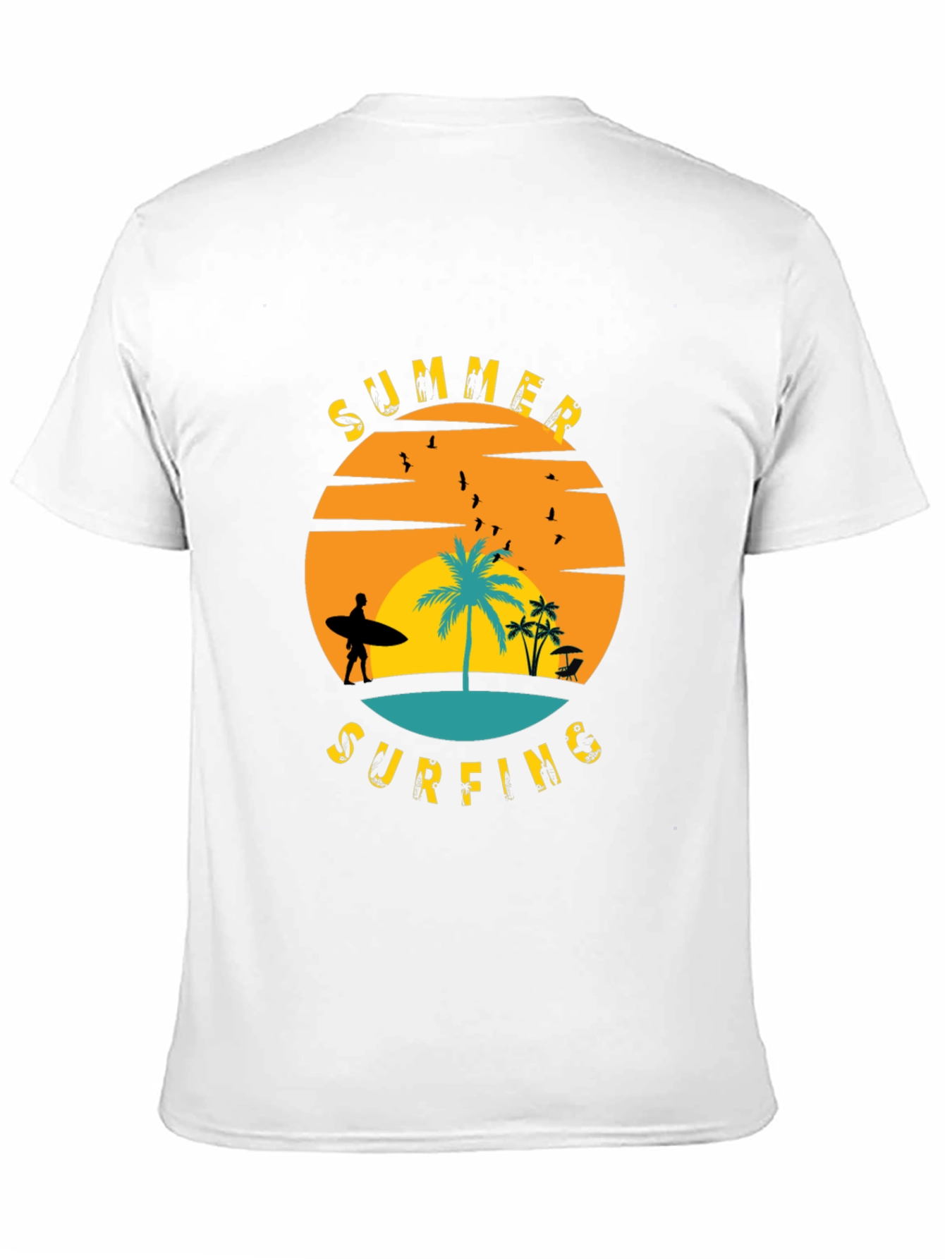 Summer Surfing Graphic T-Shirt - Black