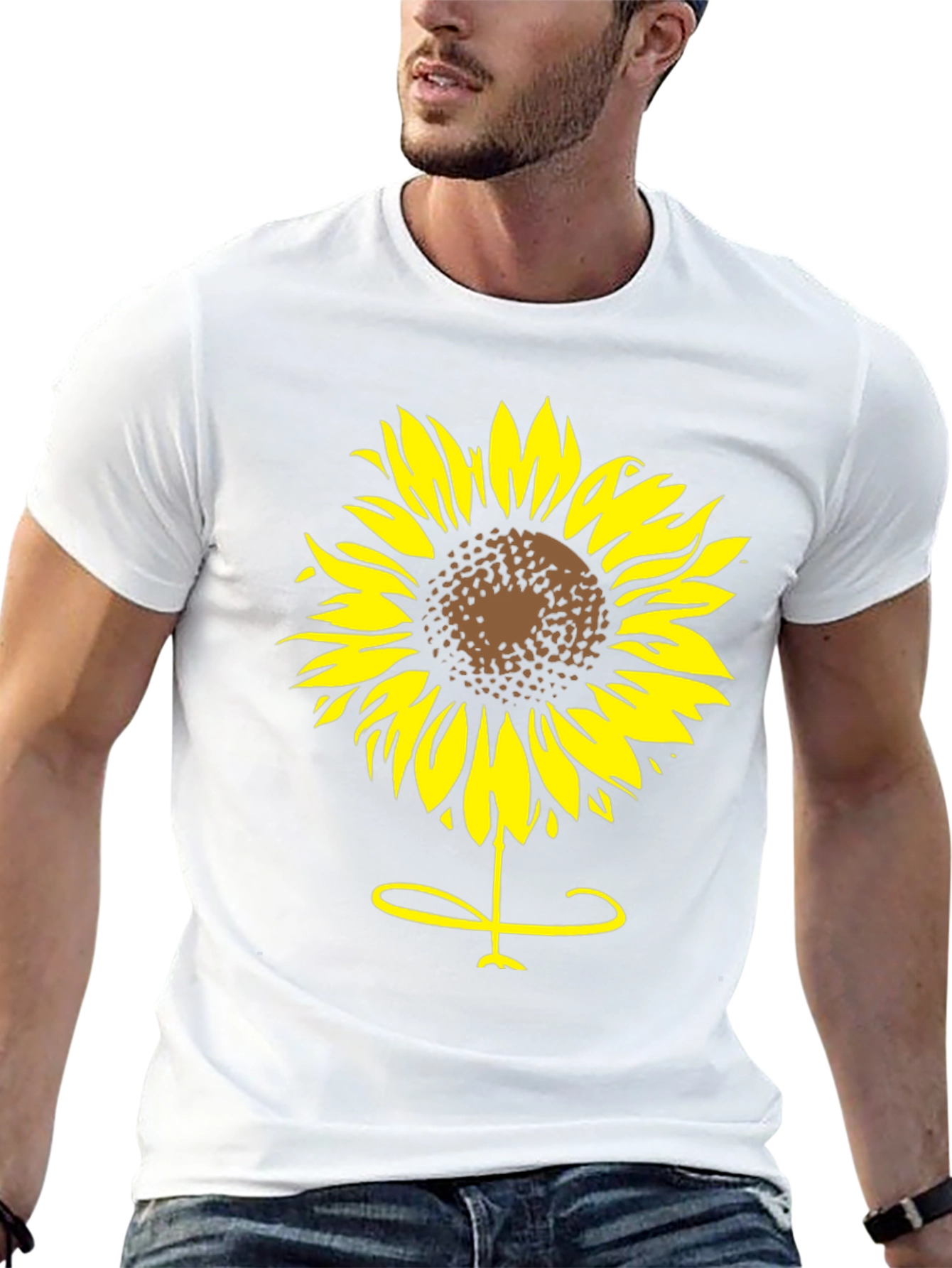 Sunflower Graphic Tee - Black Cotton T-Shirt