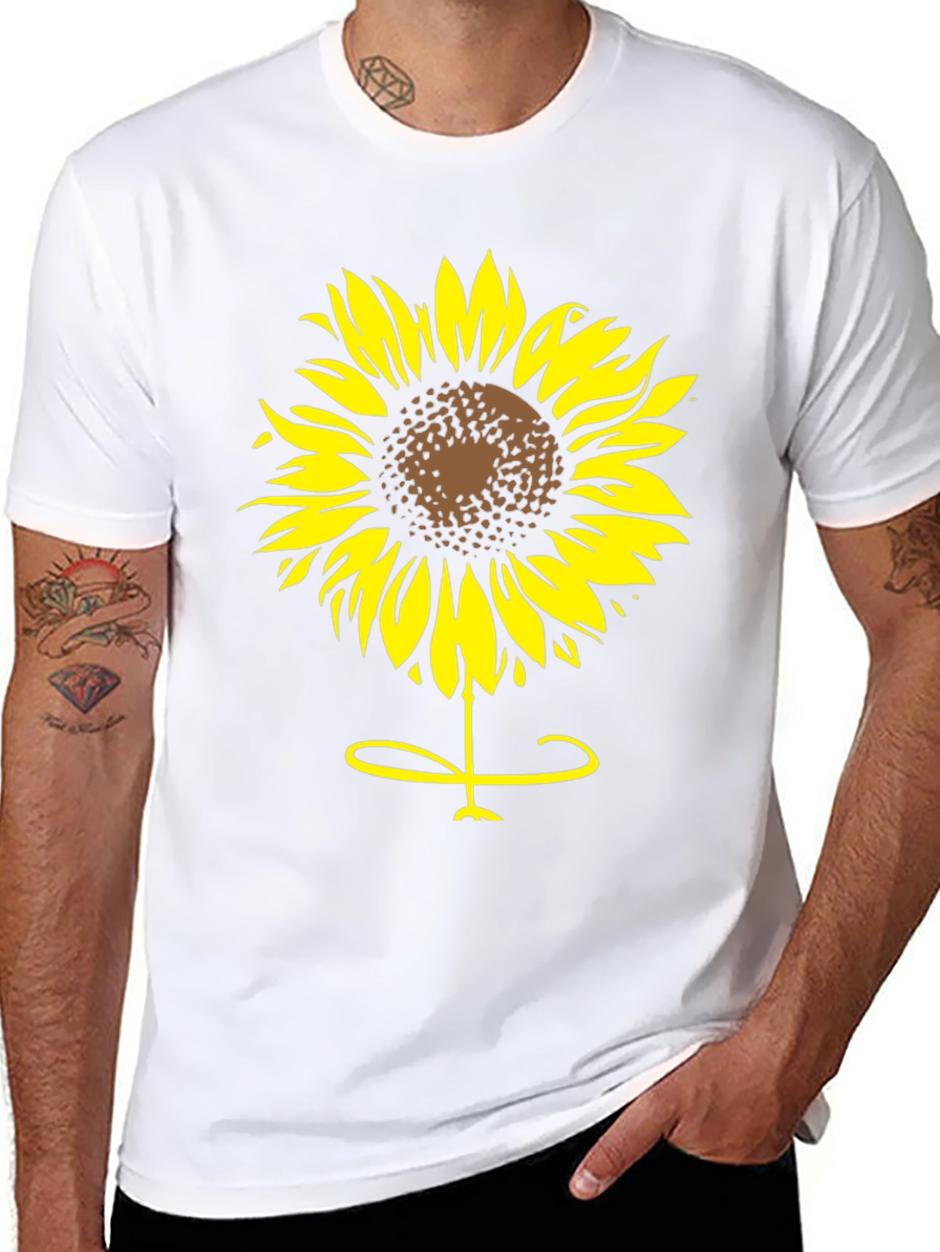 Sunflower Graphic Tee - Black Cotton T-Shirt