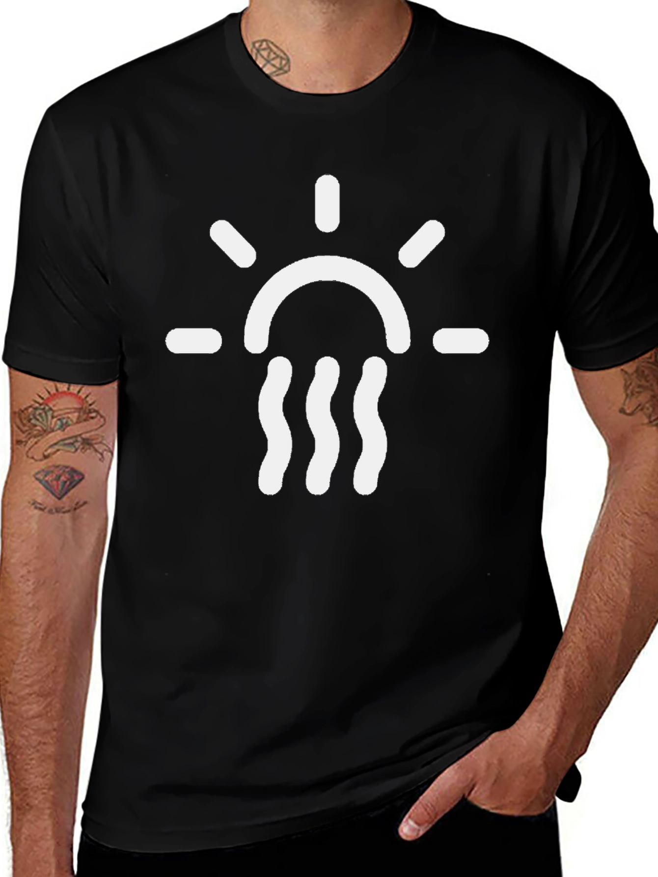 Sun and Waves Graphic T-Shirt - Black