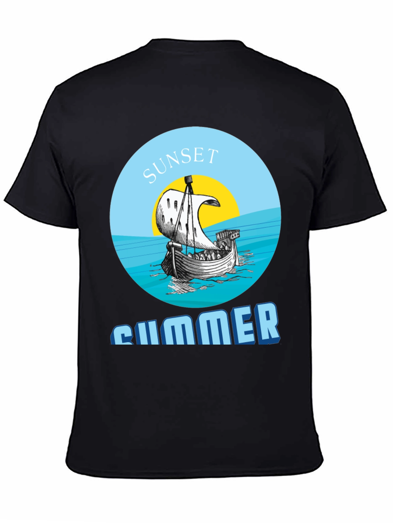Sunset Summer Graphic Tee - Stylish Black T-Shirt