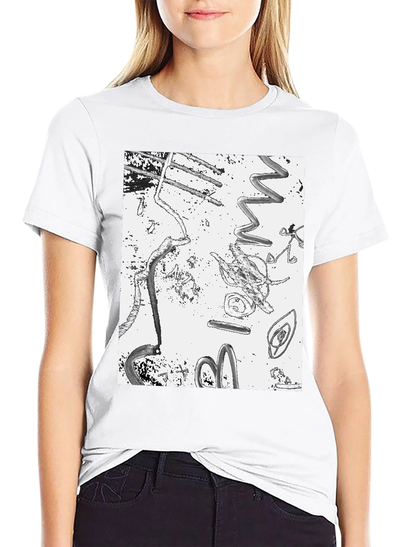 Abstract Art Print Black T-Shirt