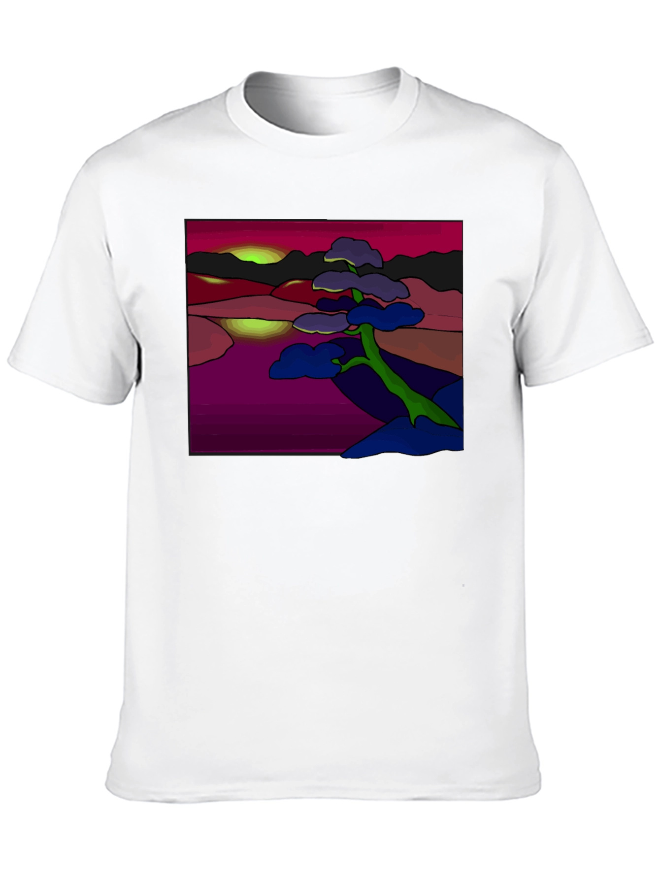 Abstract Landscape Tee: Artistic Graphic Print T-Shirt