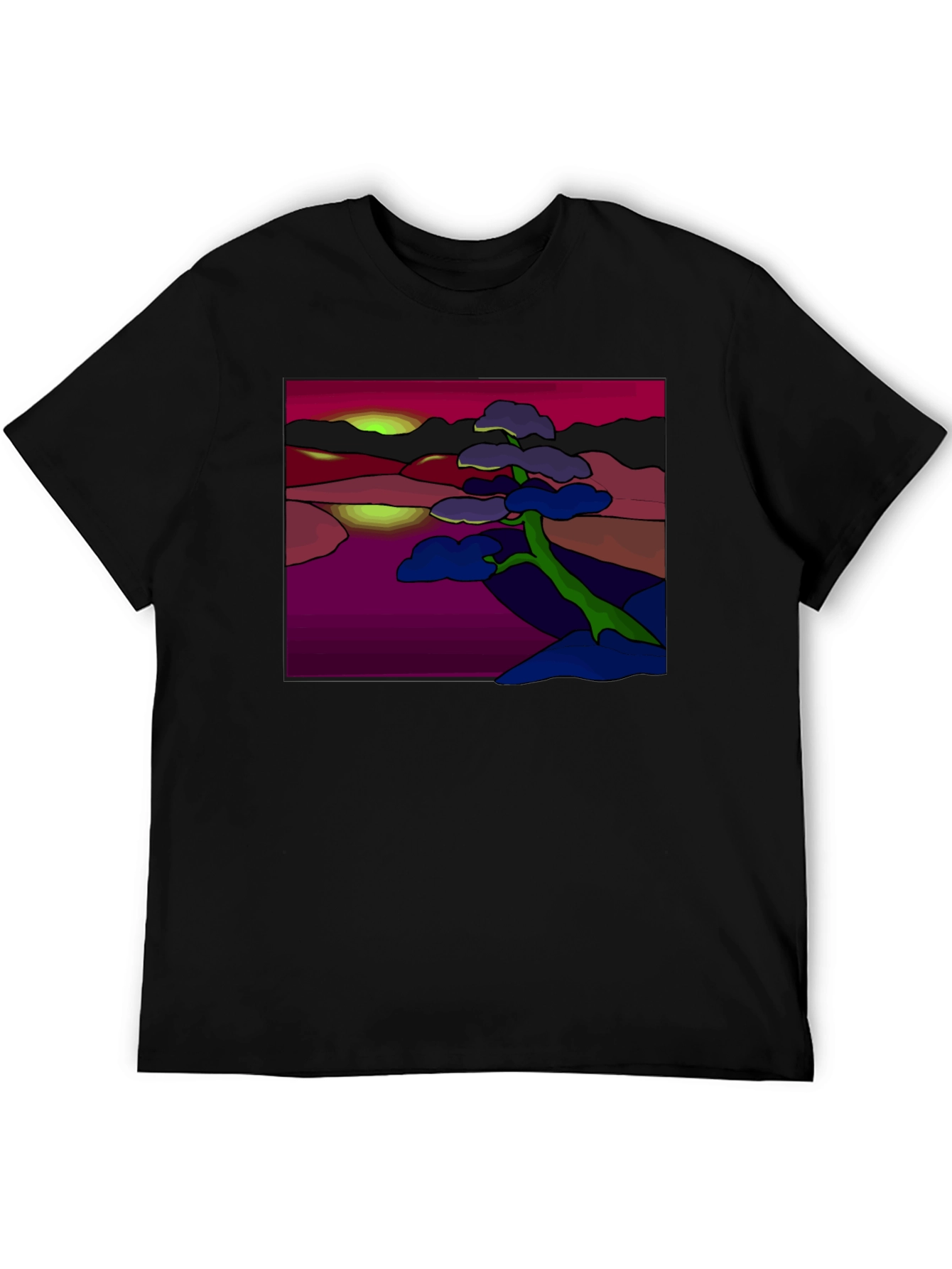 Abstract Landscape Tee: Artistic Graphic Print T-Shirt