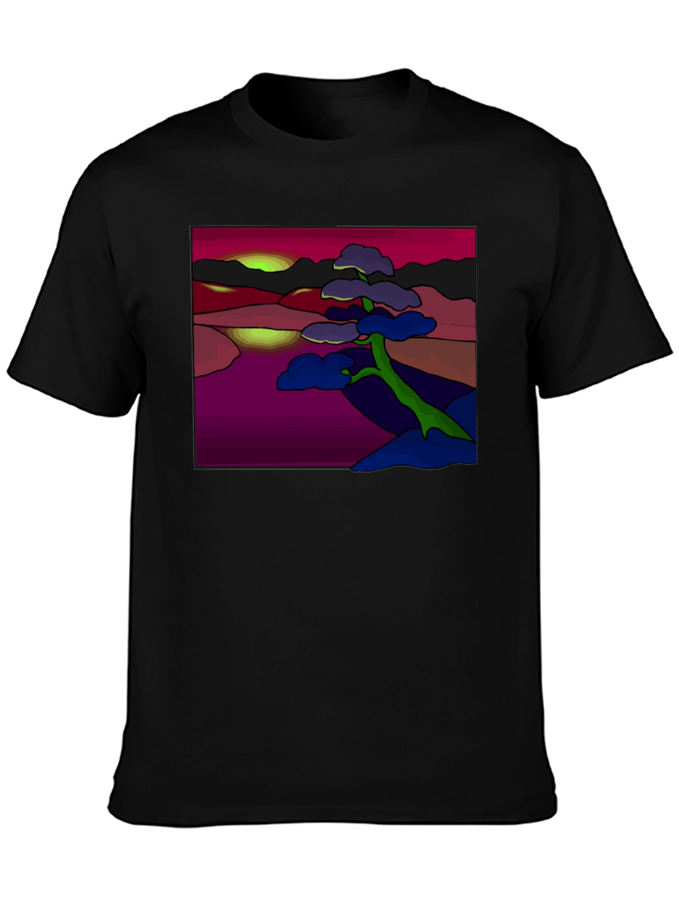 Abstract Landscape Tee: Artistic Graphic Print T-Shirt