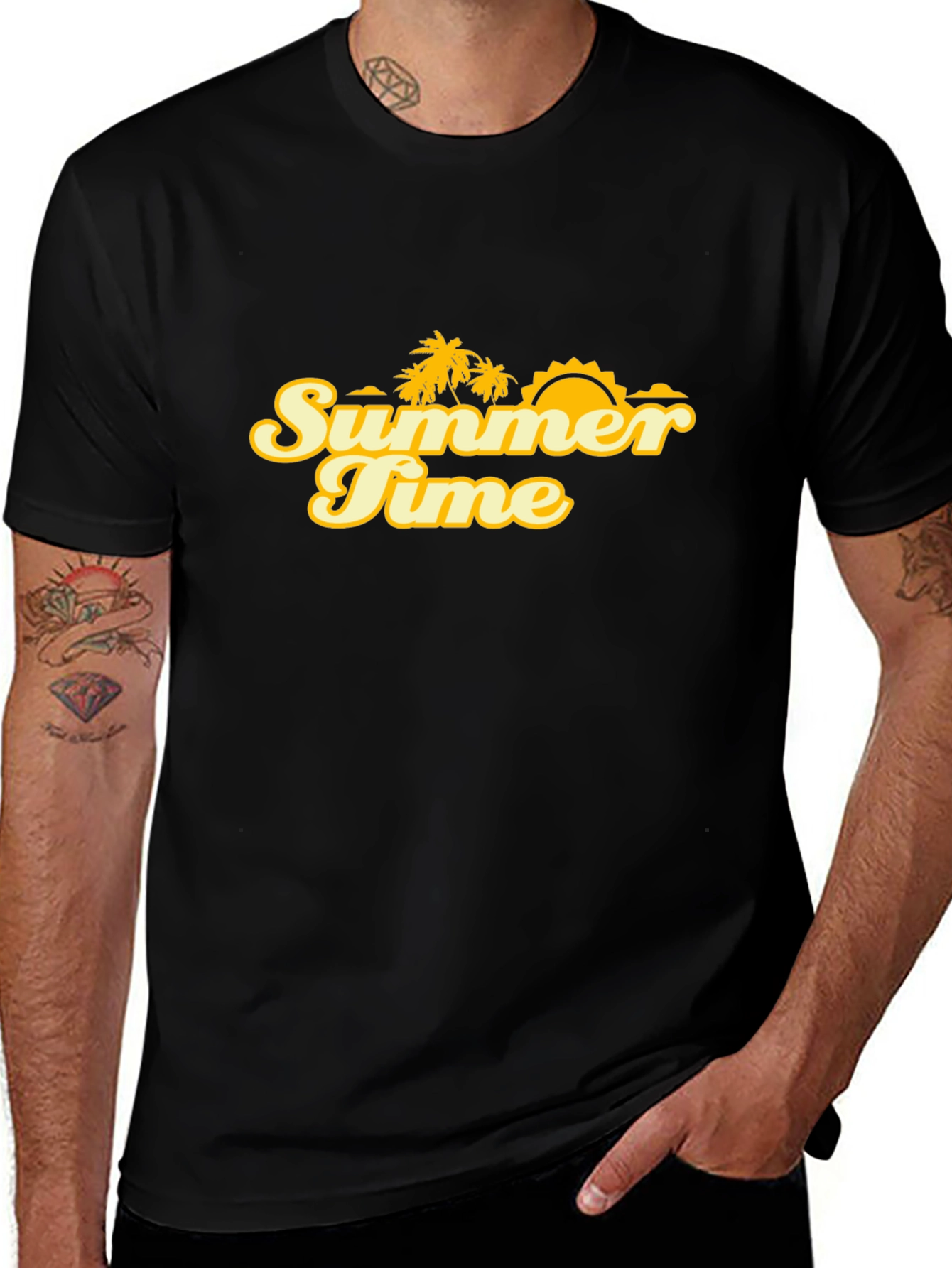 Summer Time Graphic Tee - Black Cotton Blend