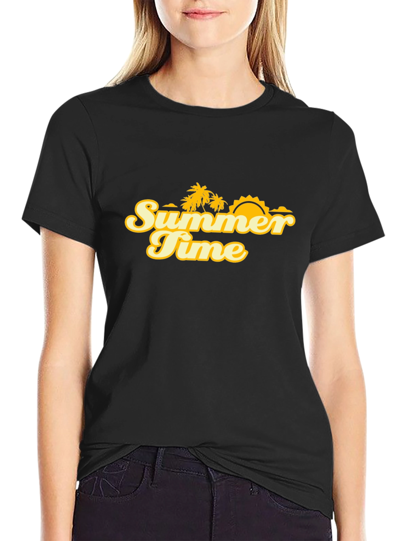 Summer Time Graphic Tee - Black Cotton Blend